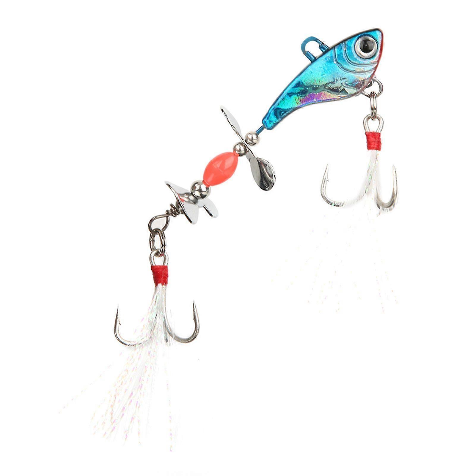 Sequin Luminous Simulation Artificial Fishing Lure Bait with Feather Rotation VIB Fish Shape