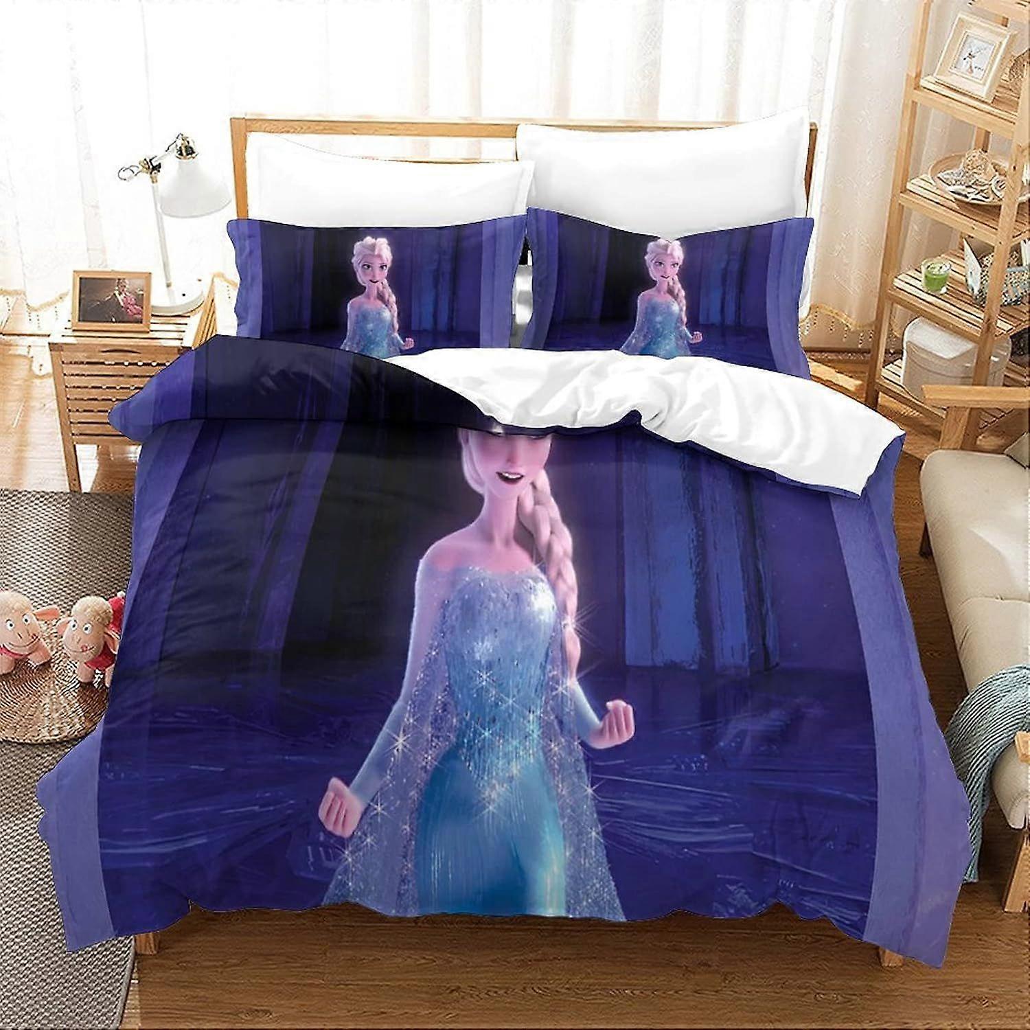 PIN844 Cartoon Anime Duvet Cover Set Frozen Printed King Size Bedding Set Duvet Covers for in Kids Teens Adults Soft Hypoallergenic Quilt Cover With P
