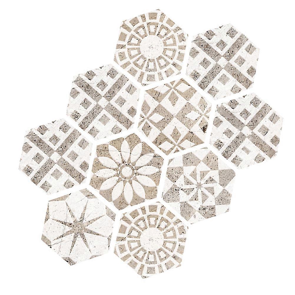 Hexagonal Three Dimensional Tiles Sticker Waterproof Floor Paste For Kitchen Living Room Light Grey 1 Set
