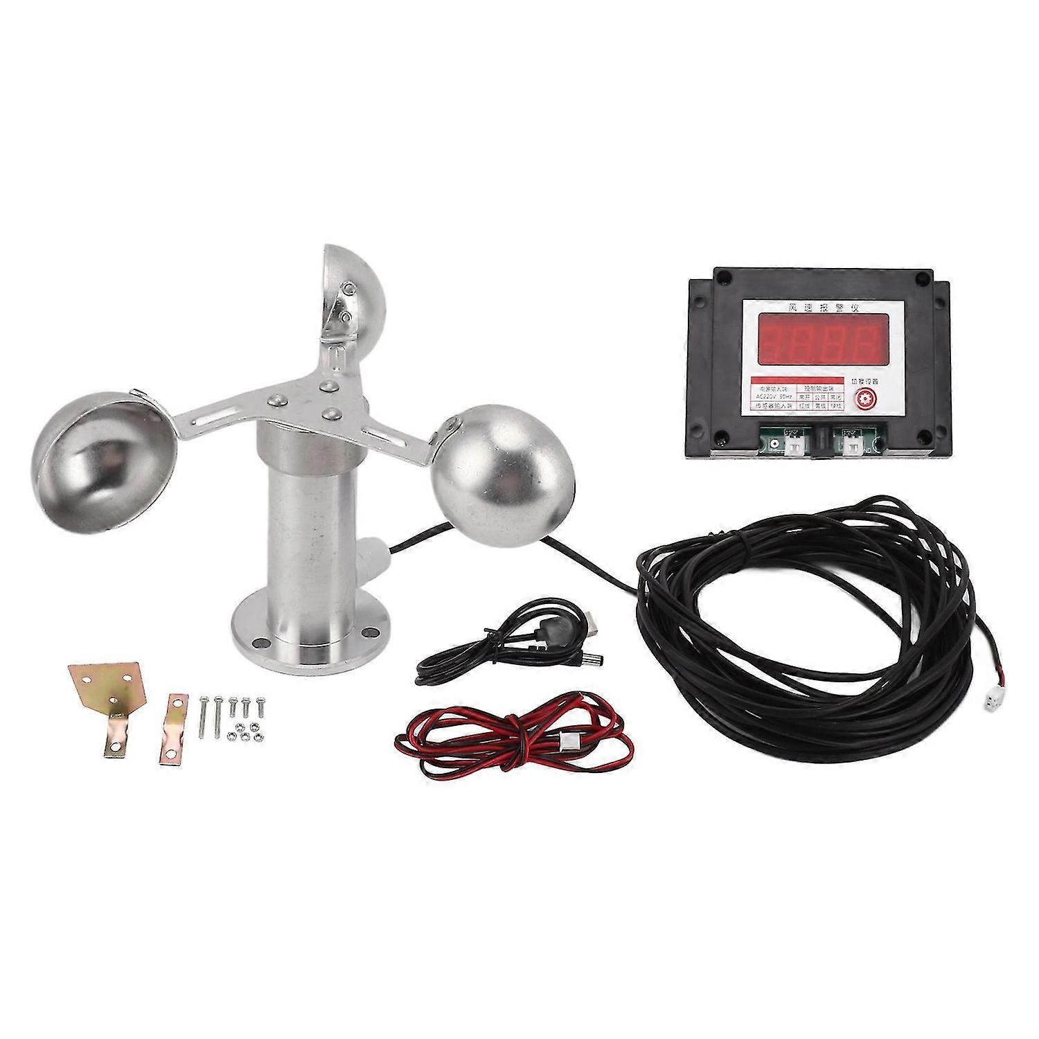 220V Tower Crane Anemometer with Alarm, 3-Cup Design for Wind Speed Monitoring