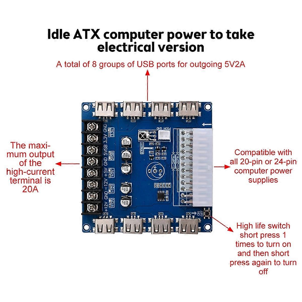 20 Pin/24 Pin ATX Power Supply Breakout Board ,A