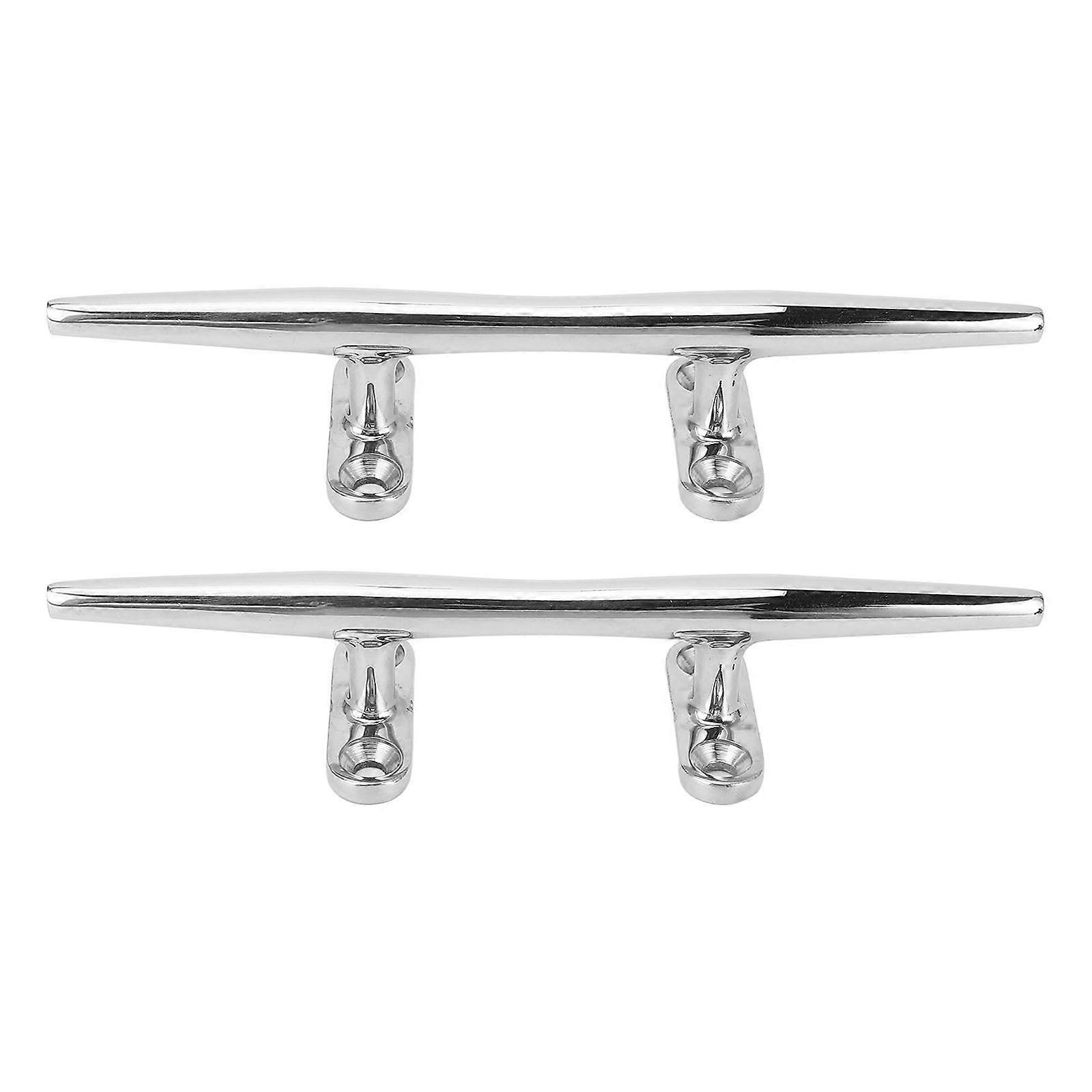 2pcs Open Base Boat Cleat 316 Stainless Steel Polished 8in Dock Cleats Tie Down for Yacht Cargo Ship Speedboat