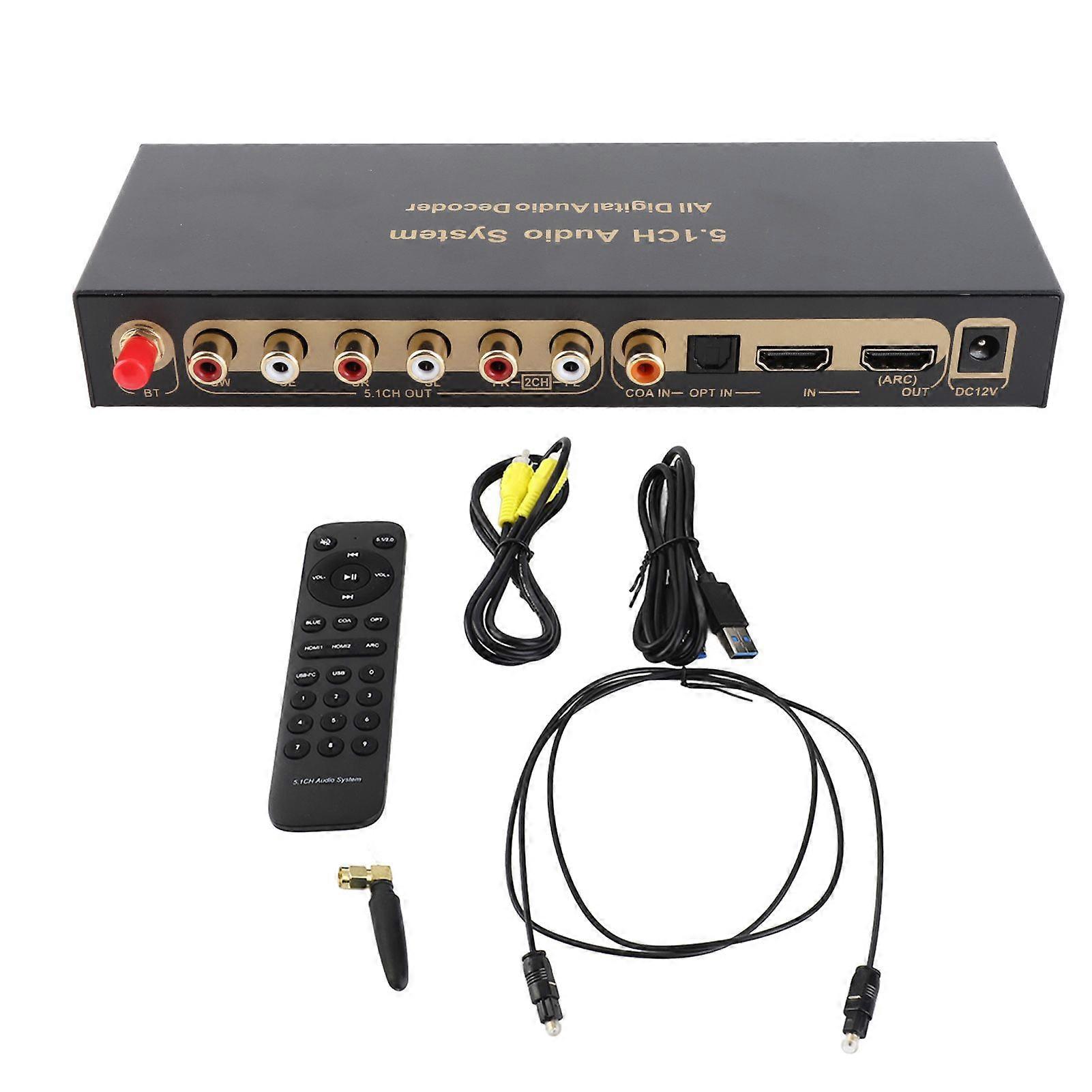 HD Multimedia Interface 5.1CH Sound Decoder HD Multimedia Interface Digital Sound Extractor Converter 100240V UK Plug