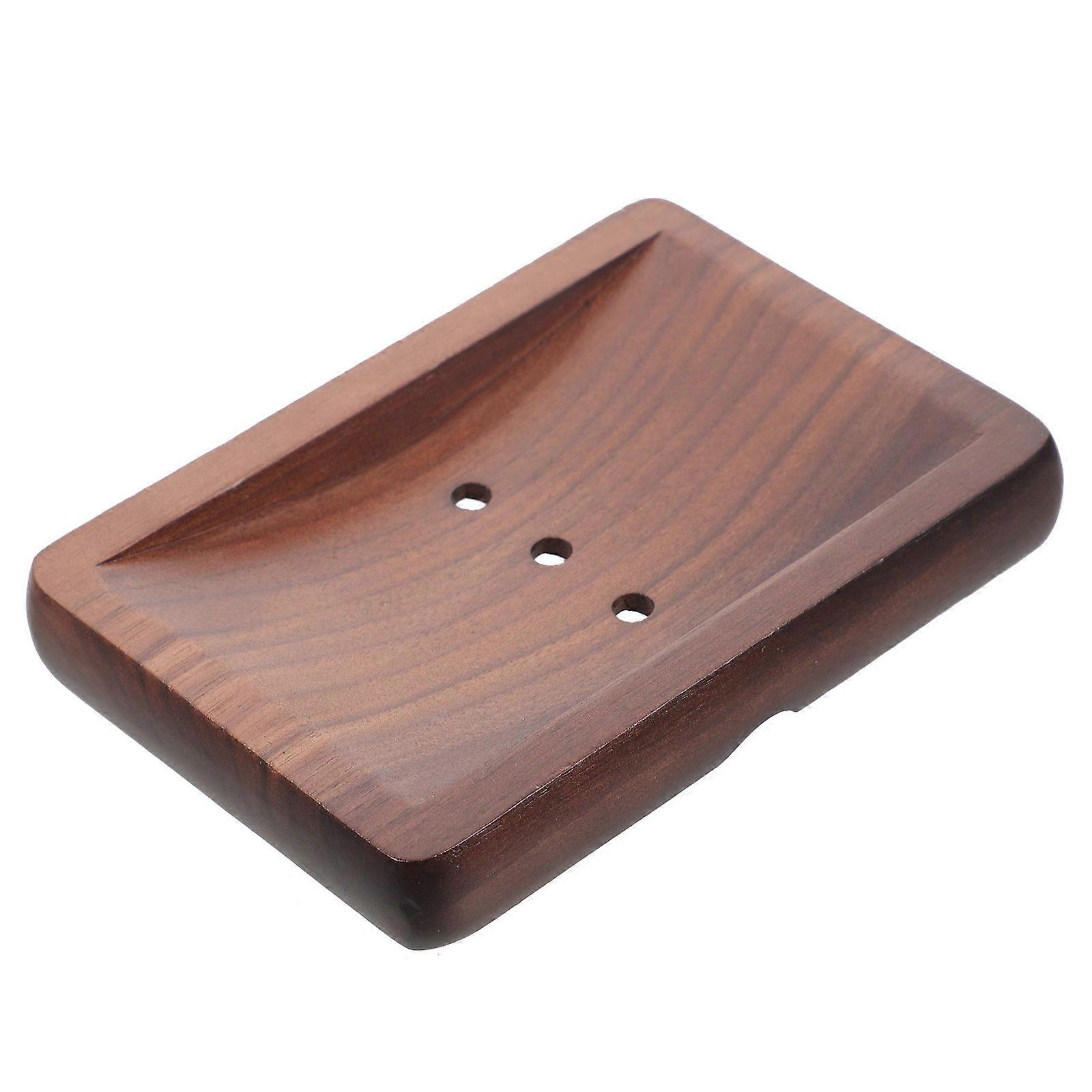 Wooden Soap Dish for Storage Use 4Pcs Brown Wood Soap Holder Tray