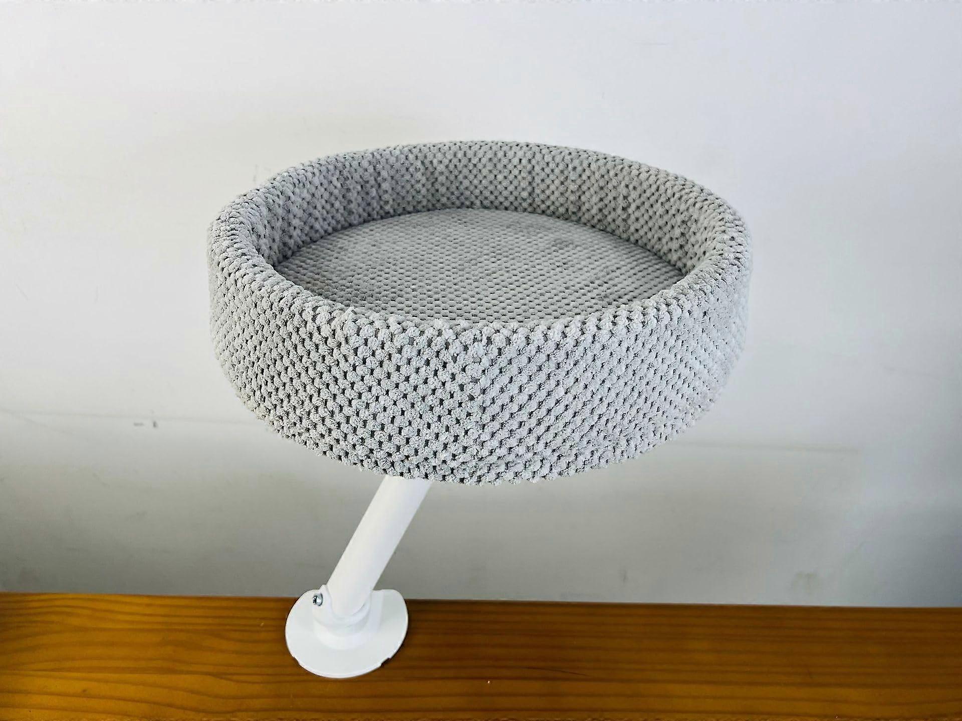 Desktop Cat Bed Suspended Desk Compatible Office Climbing Frame Grey Bed With White Stand