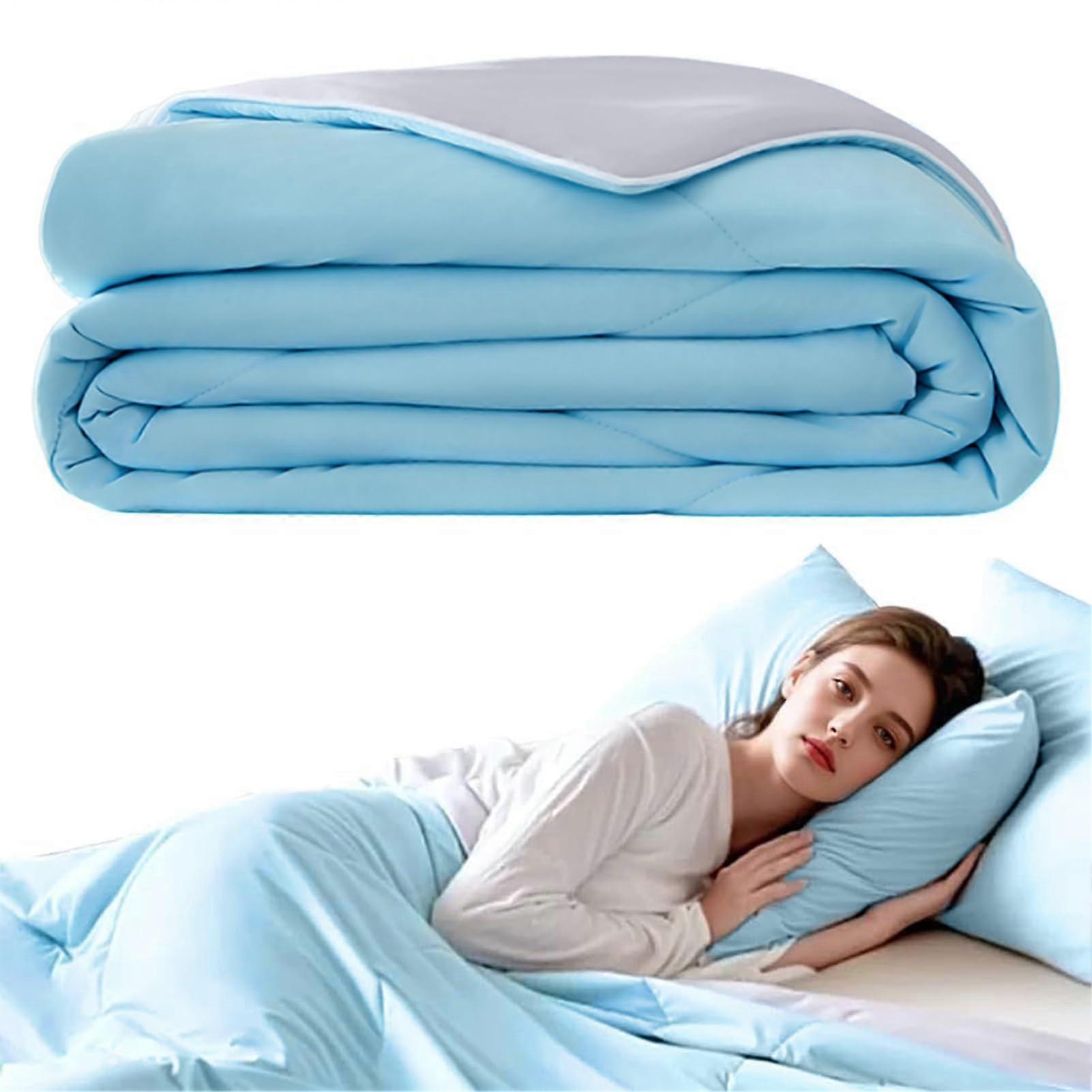 Cooling Comforter Ice Cooling Blanket, DoubleSided Lightweight AllSeason Bedding For Travel Camping Night Sweats, Blue