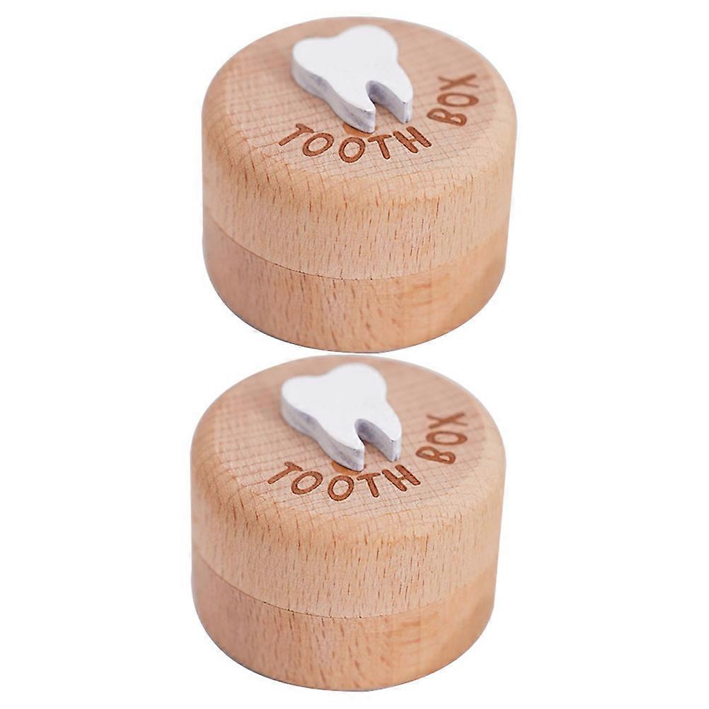 Children Tooth Holder Organizer 6 Pcs Round Wooden Box Great for Home Use and Memory Keeping with Multi-functional Features and Generous Appearance