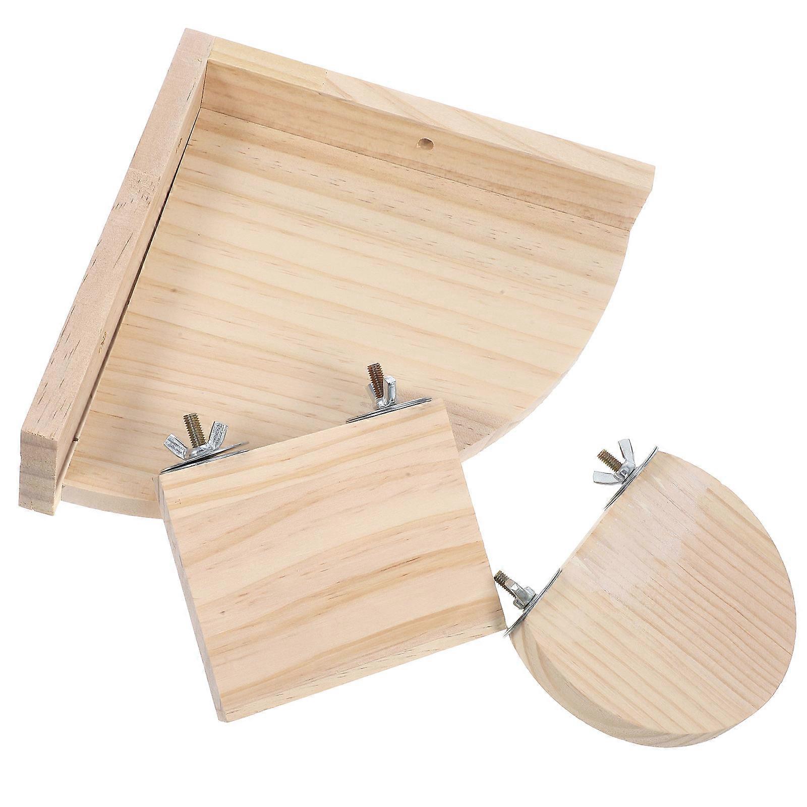 Practical Jumping Board Hamster Activity Toy Stable Wood Material Climbing 3Pcs
