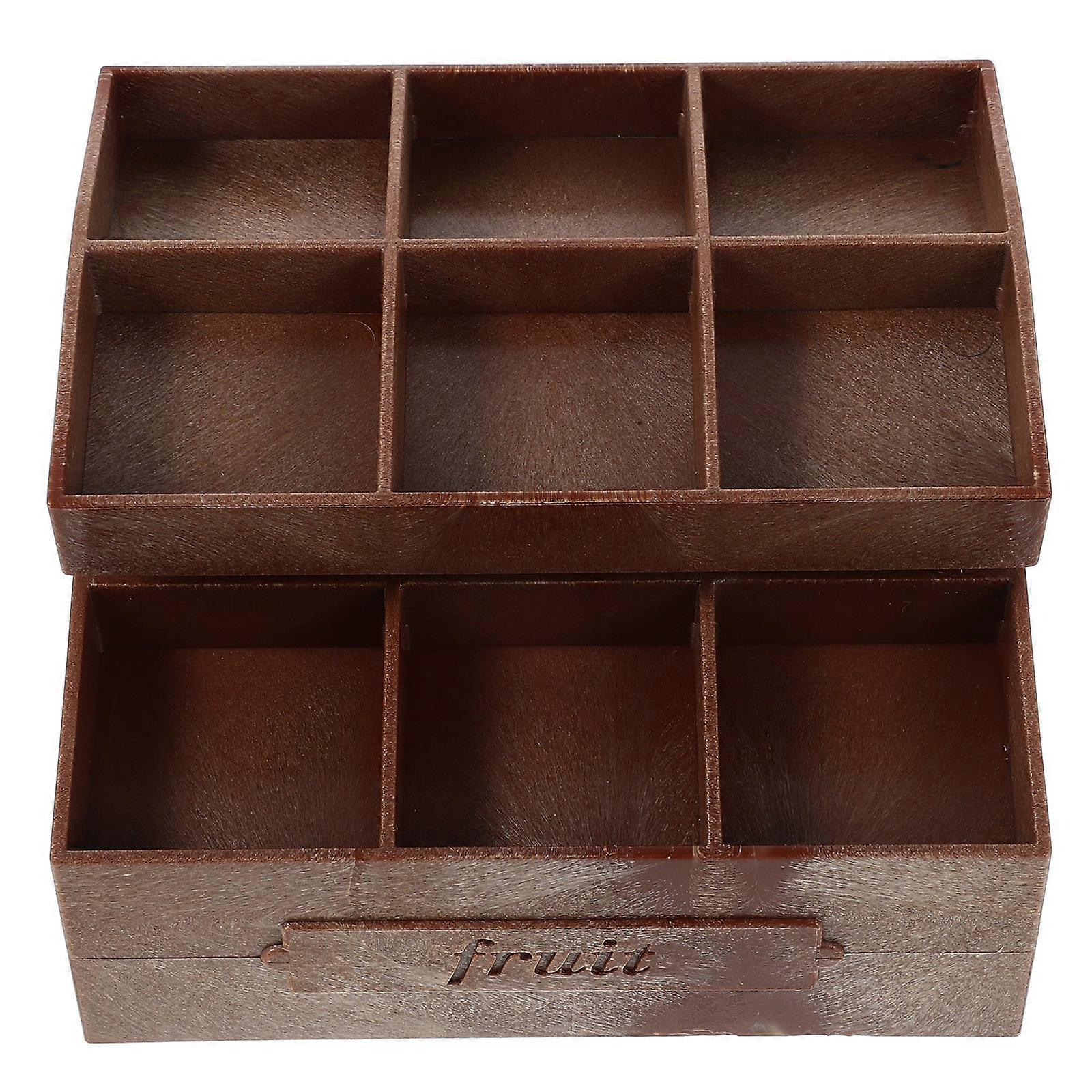 Mini Dollhouse Shelf Fruit Display Rack for Decoration Plastic Light Brown