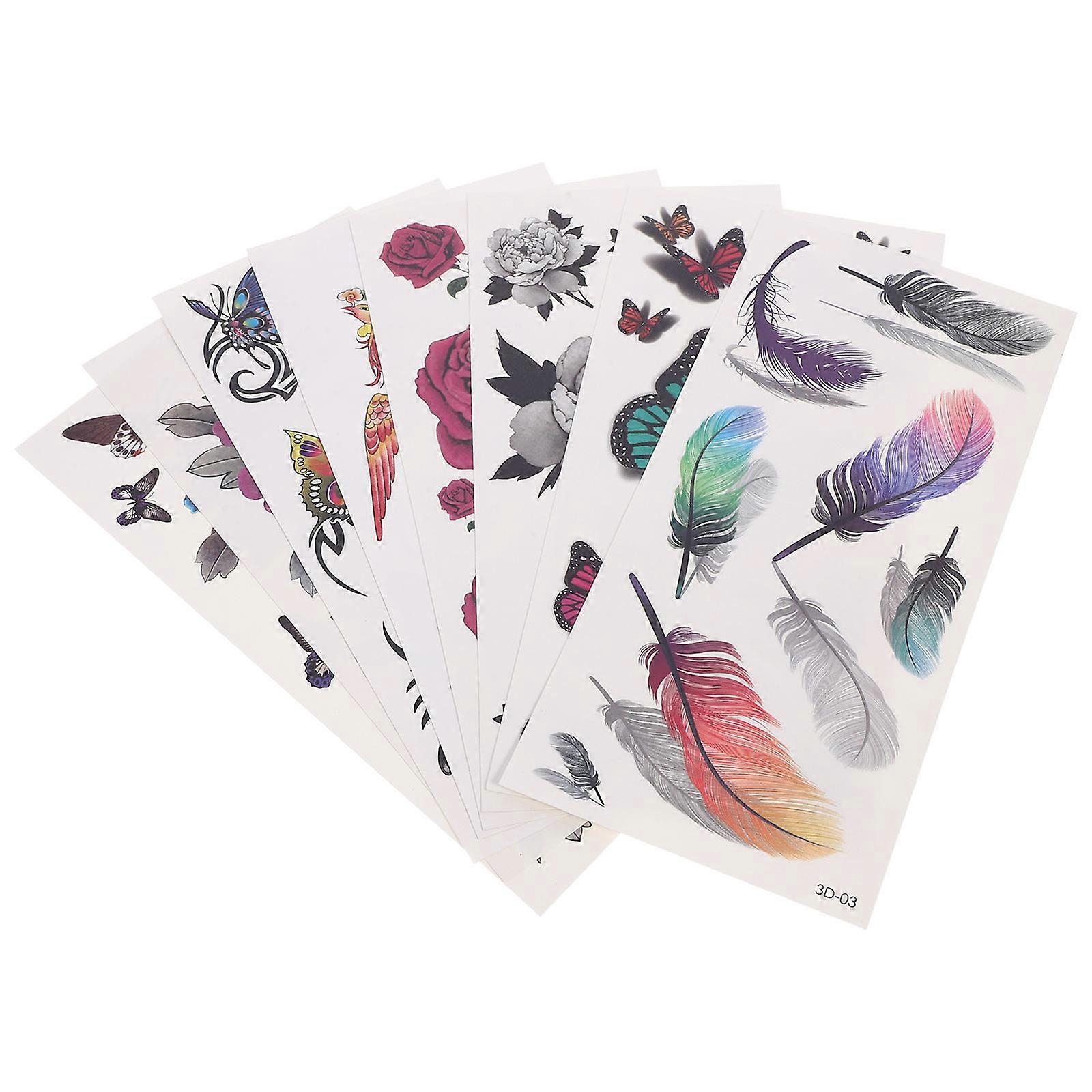 Temporary 16 Sheets Flower Stickers 3D Easy Use for Women
