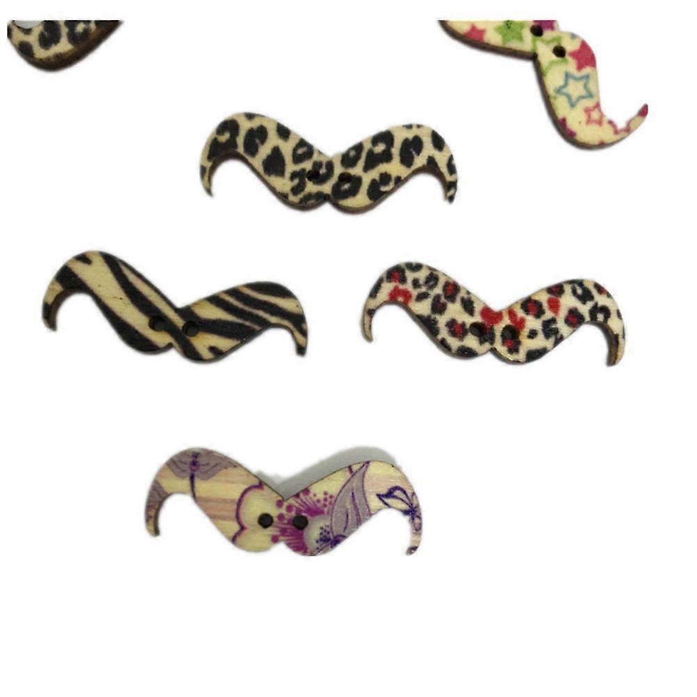 Mustache Button Sewing Supplies For Crafting Assorted Color 3x1x0.3cm 50Pack