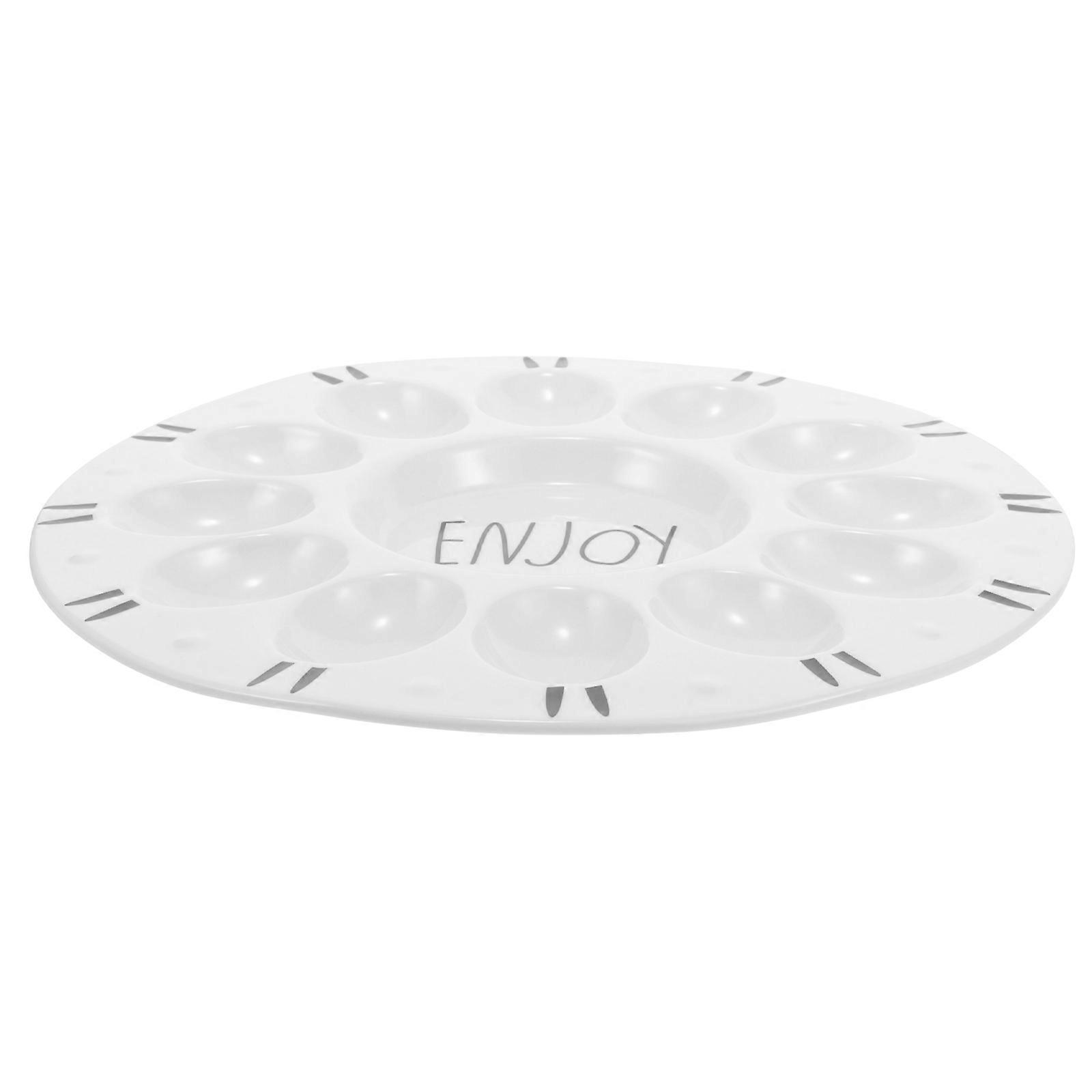 Deviled Egg Carrier Ceramic Platter For Home Kitchen Easter 10.4X10.4X1.8In Stable Placement 2Pcs