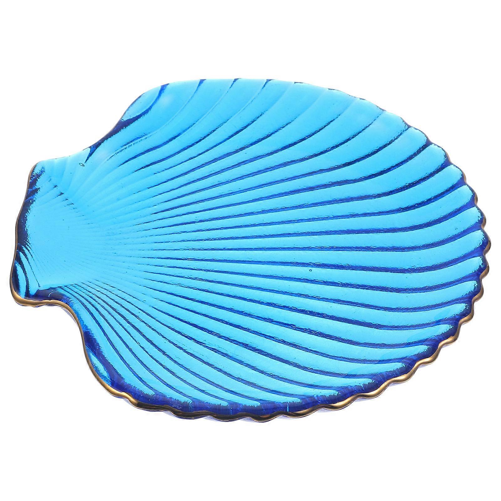 Blue Shell Dish Plate for Household Snack Serving 4Pcs