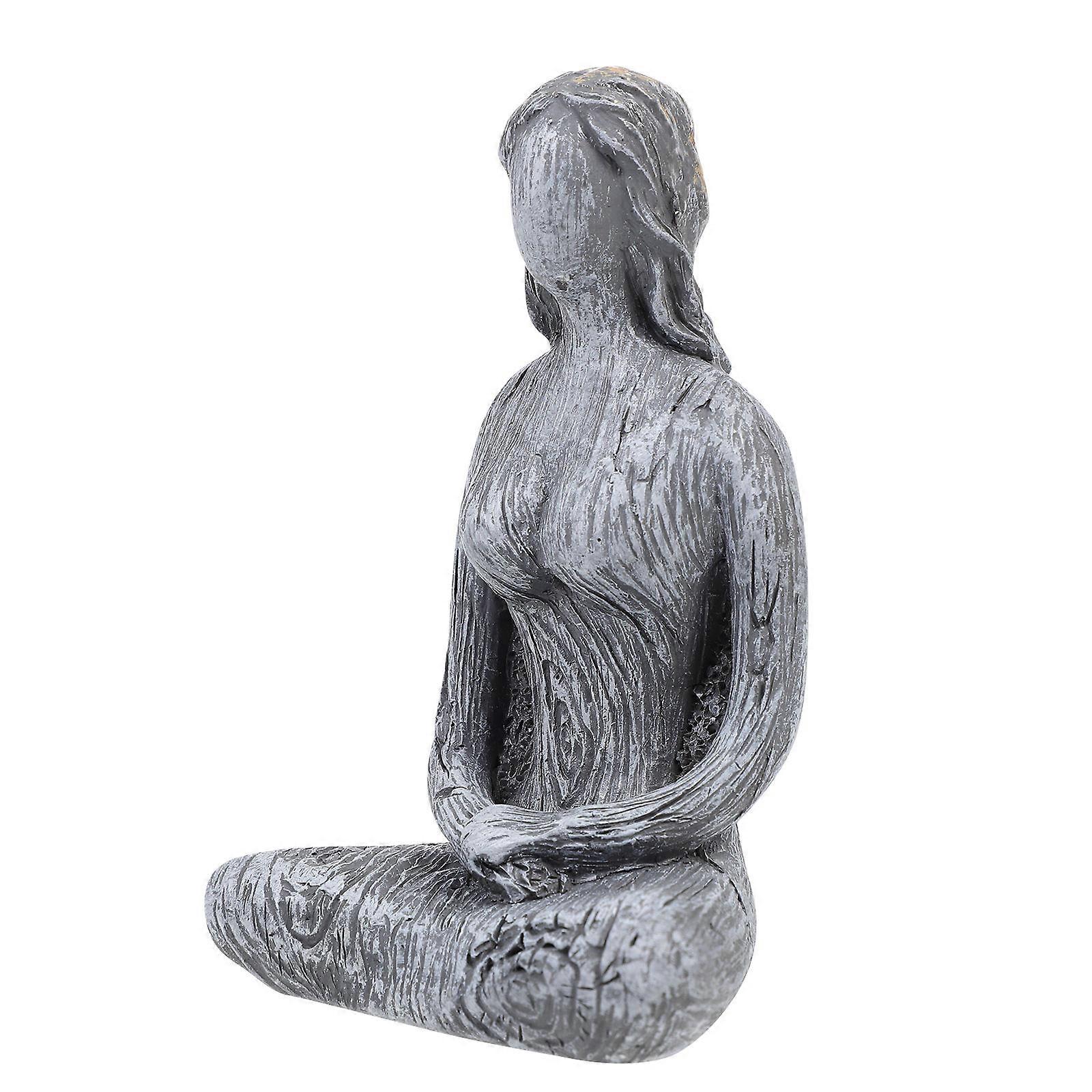Zen Style Statue Ornament for Decoration 2Pcs Grey Figurine