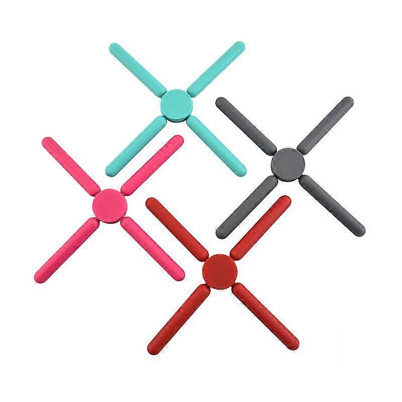 Silicone Trivet Foldable Cross Shape Placemat ;x27;Heat Insulation Foldable Pot Holder Trivet