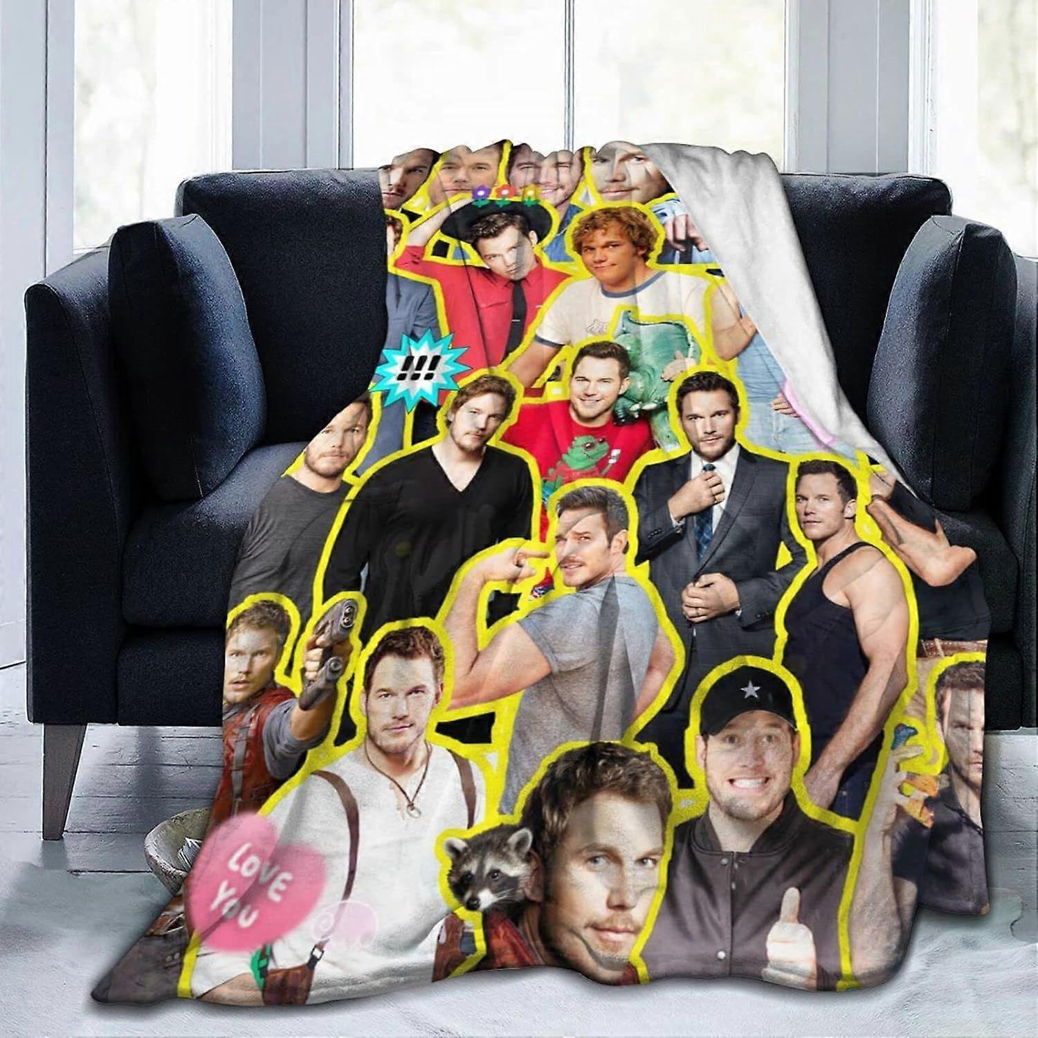 Blanket Chris Pratt Soft and Comfortable Warm Fleece Blanket for Sofa, Office Bed Car Camp Couch Cozy Plush Throw Blankets Beach Blankets -ksxl7140