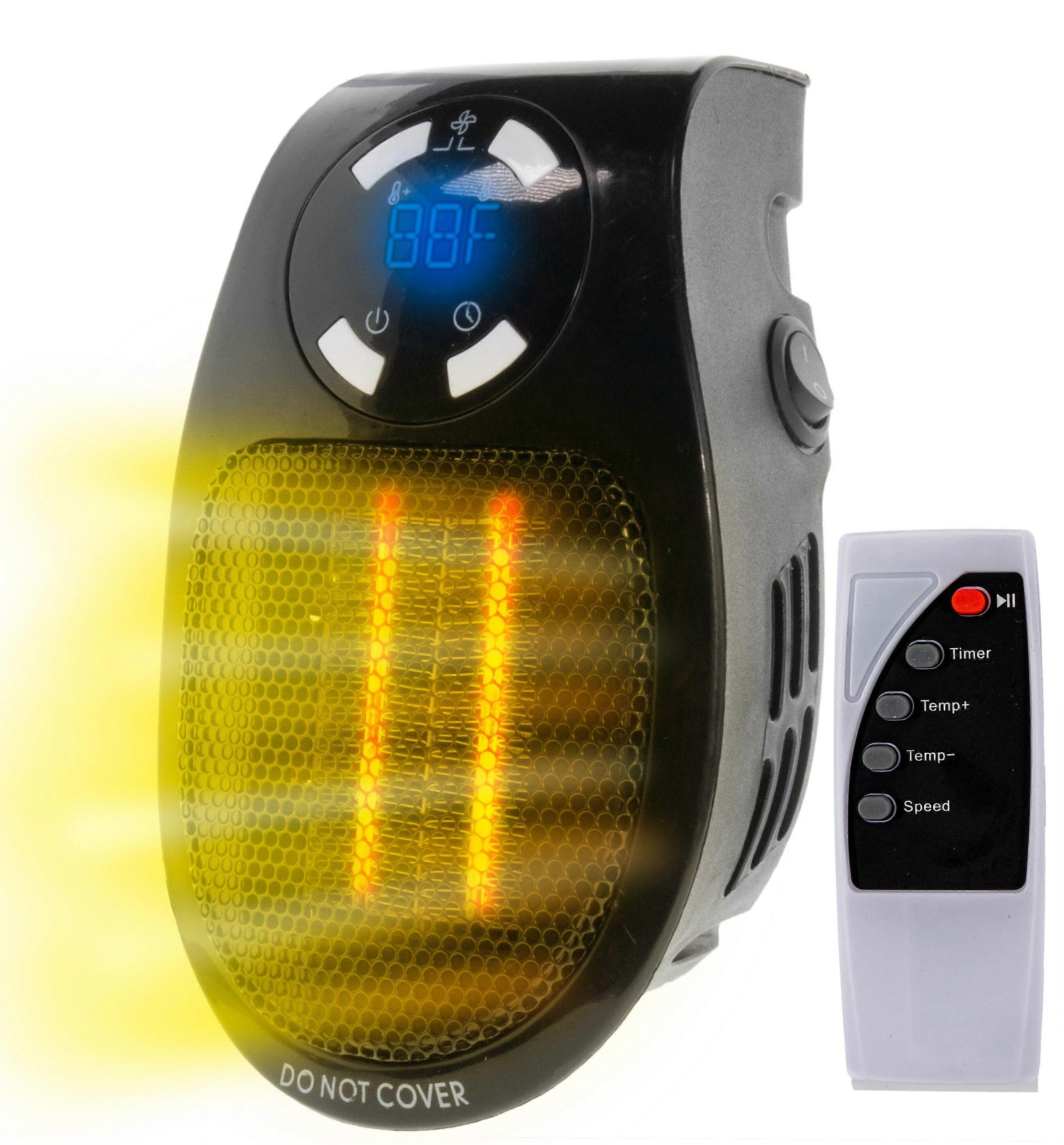 Ceramic Wall Space Heater 400W Plug In, Portable Electric Heater with Remote Timer, LED Display, Rotates - Compatible with Standard Wall Outlet -