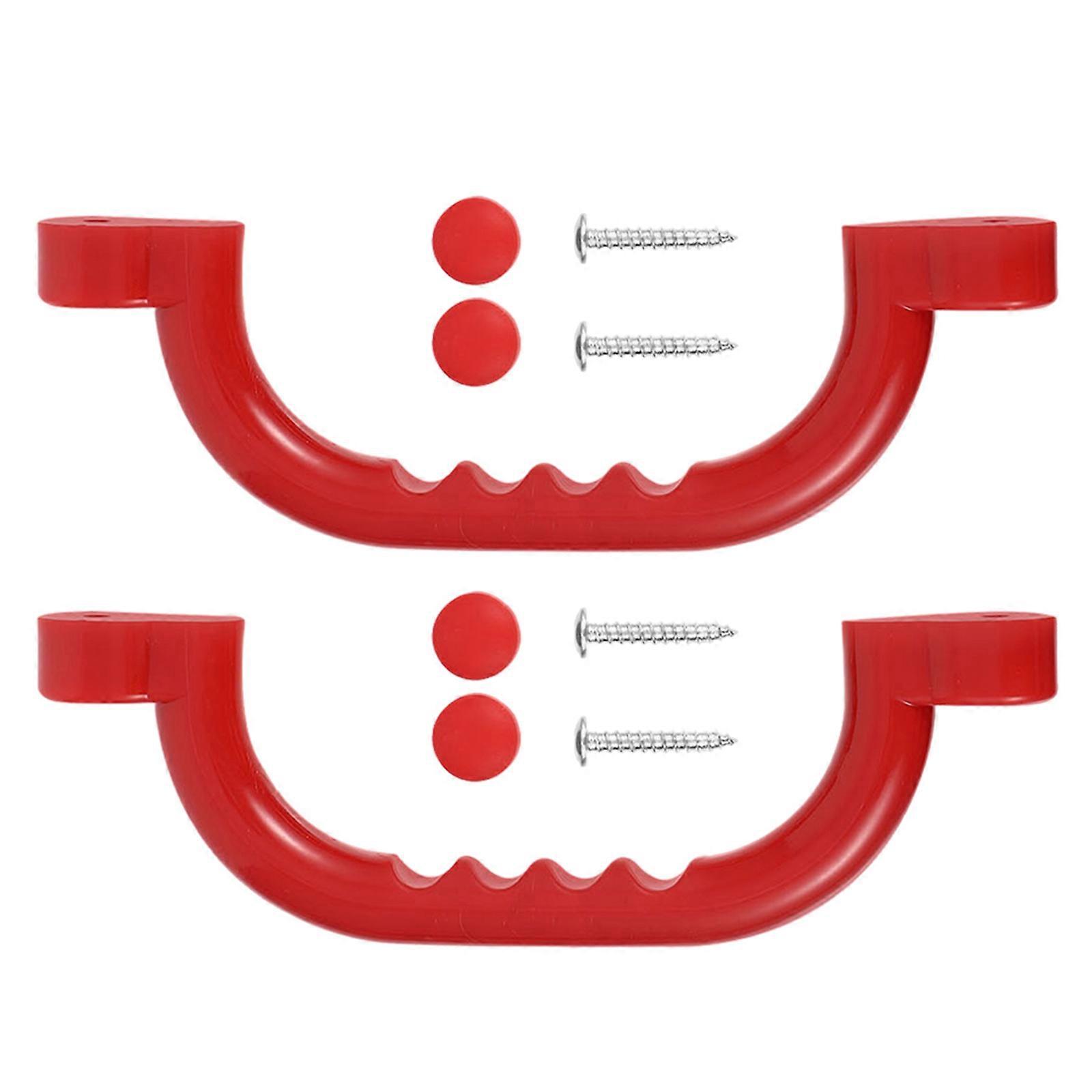 Outdoor Handle Playground Handle for Protection 1Set Non-Slip Red ABS