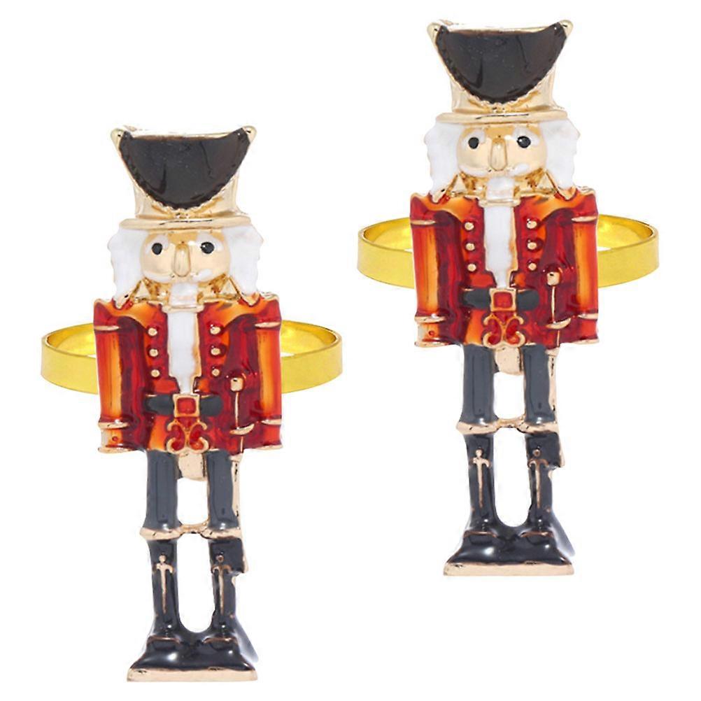 Christmas Nutcracker Napkin Ring Alloy Napkin Ring Decor for Party 6Pcs