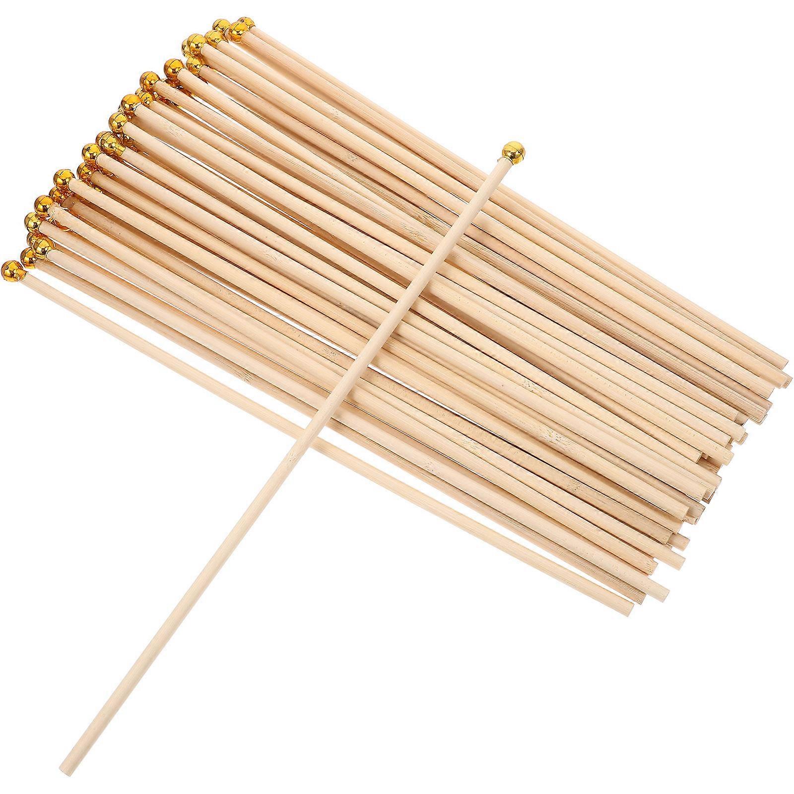 Hand Flag Mini Wooden Flag Pole Parades Small Khaki 30.00X1.00X1.00CM Patriotic Celebration Flag Holder 50Pcs