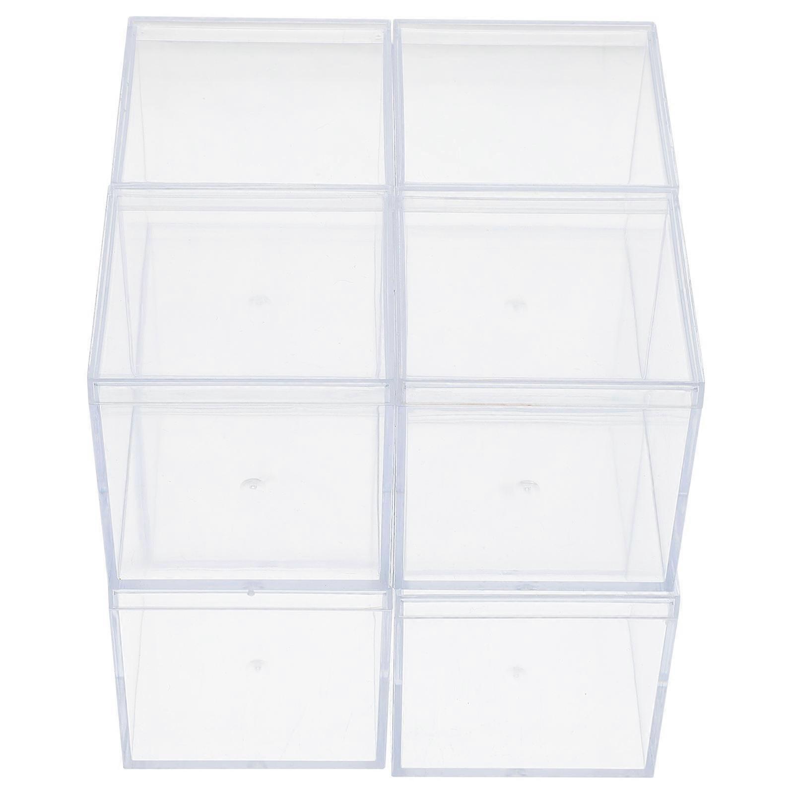 Clear Acrylic Box Small Plastic Containers for Storage 16Pcs Square Boxes