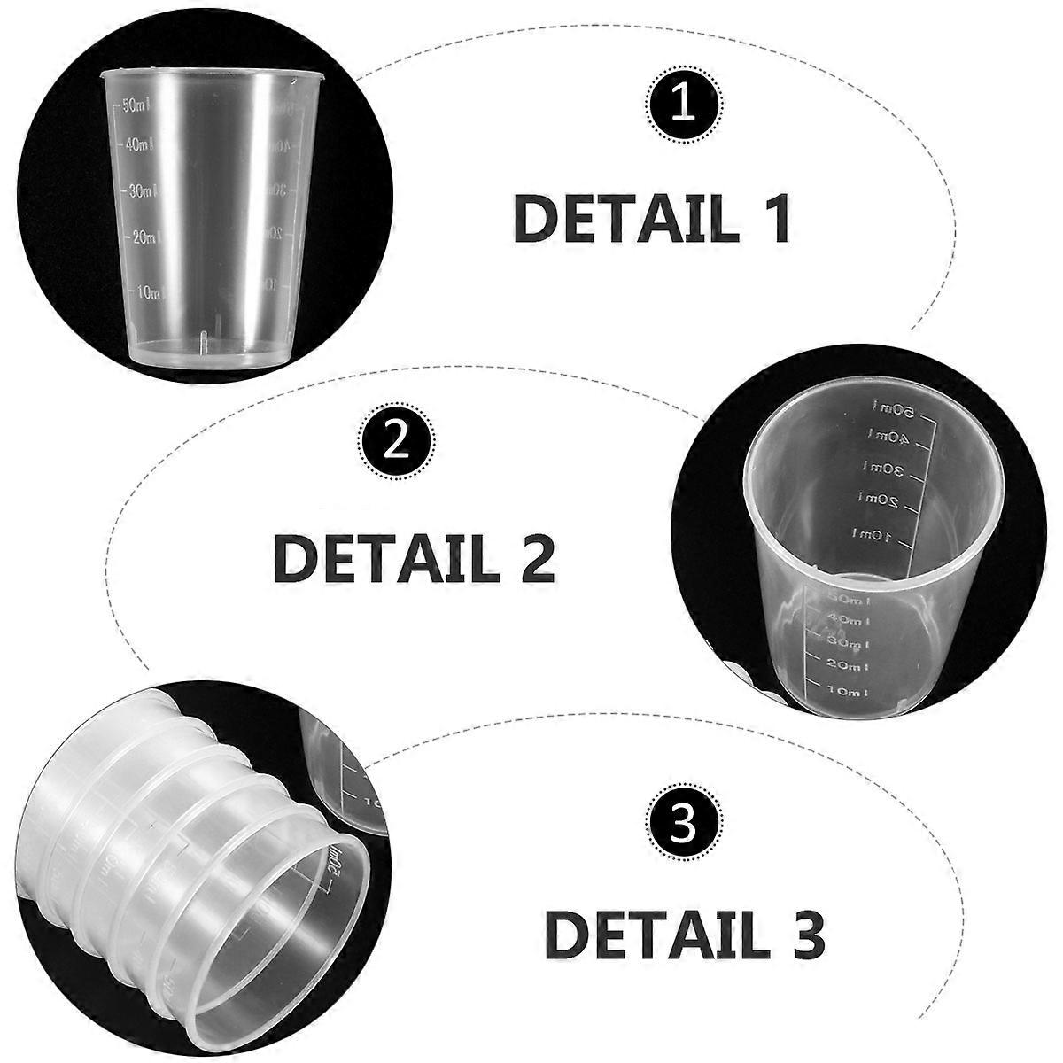 Scale Cup Plastic for Measuring 50Pcs 50ml Transparent Graduated Cups