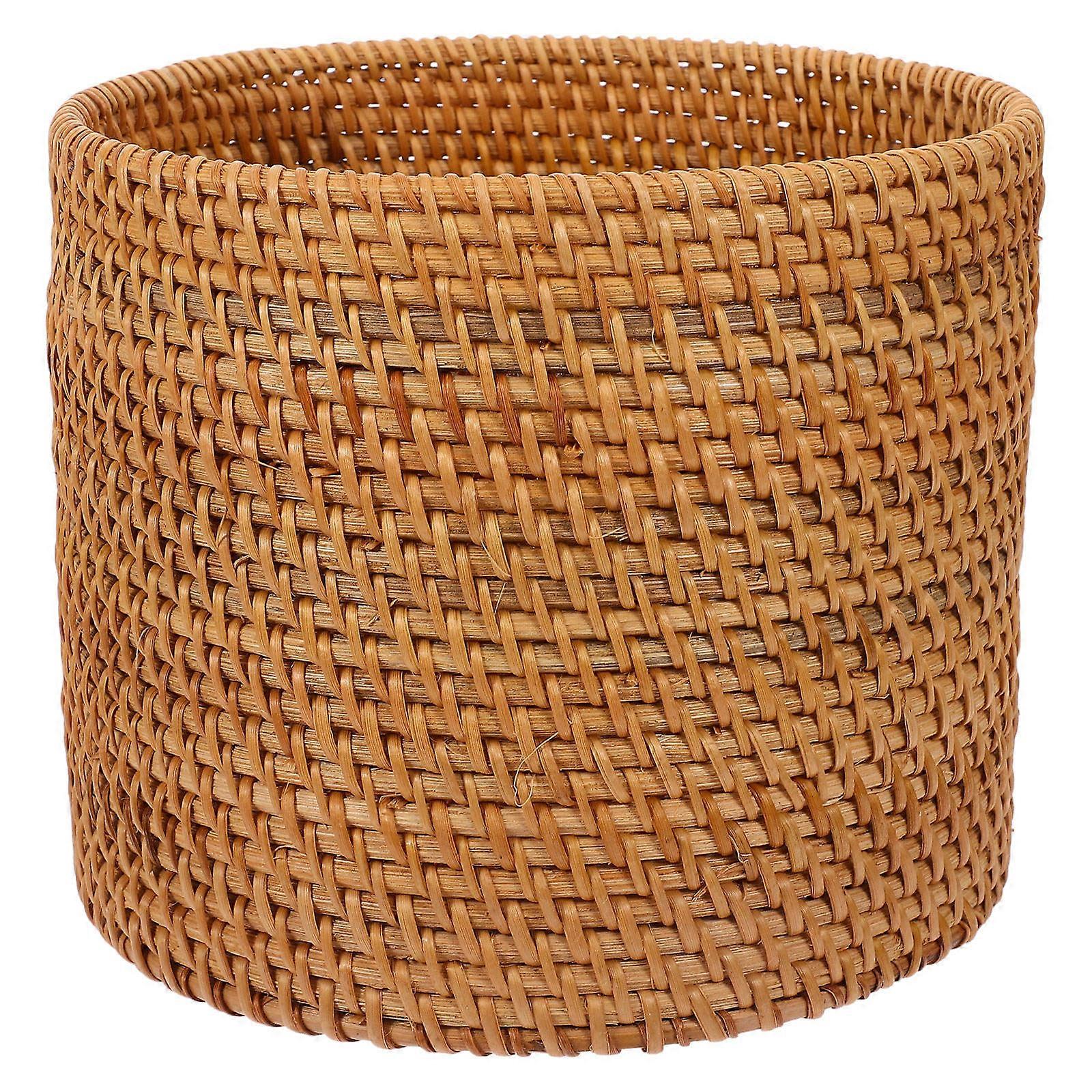 Round Imitated Rattan Basket Suitable For Vegetable Storage 20X20CM Perfect For Picnic Use 2Pcs