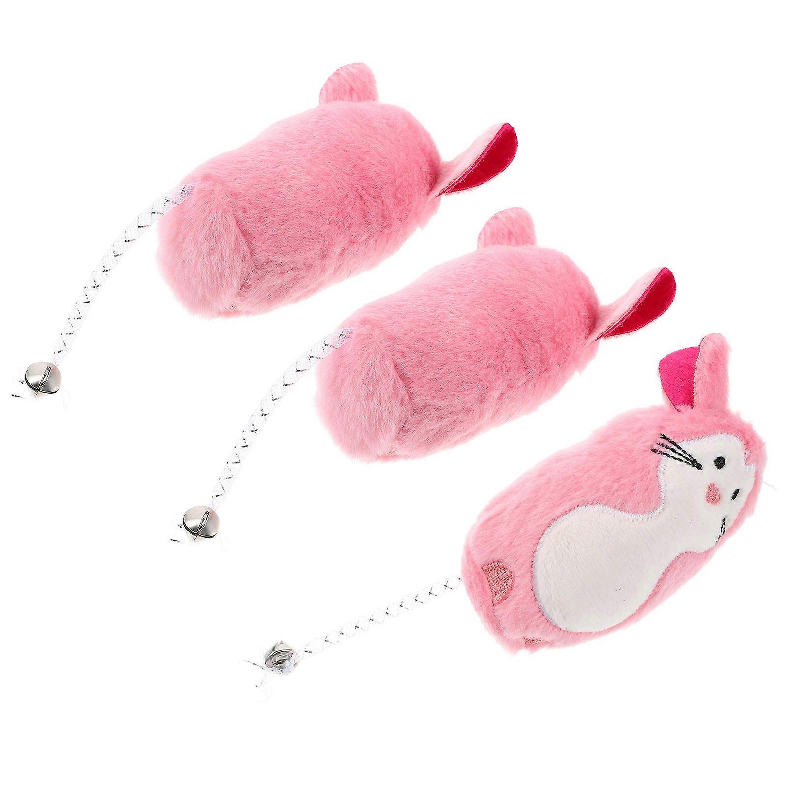 Plush Cat Mouse Toy for Chew and Play 6Pcs Pink Mouse Shaped Toys