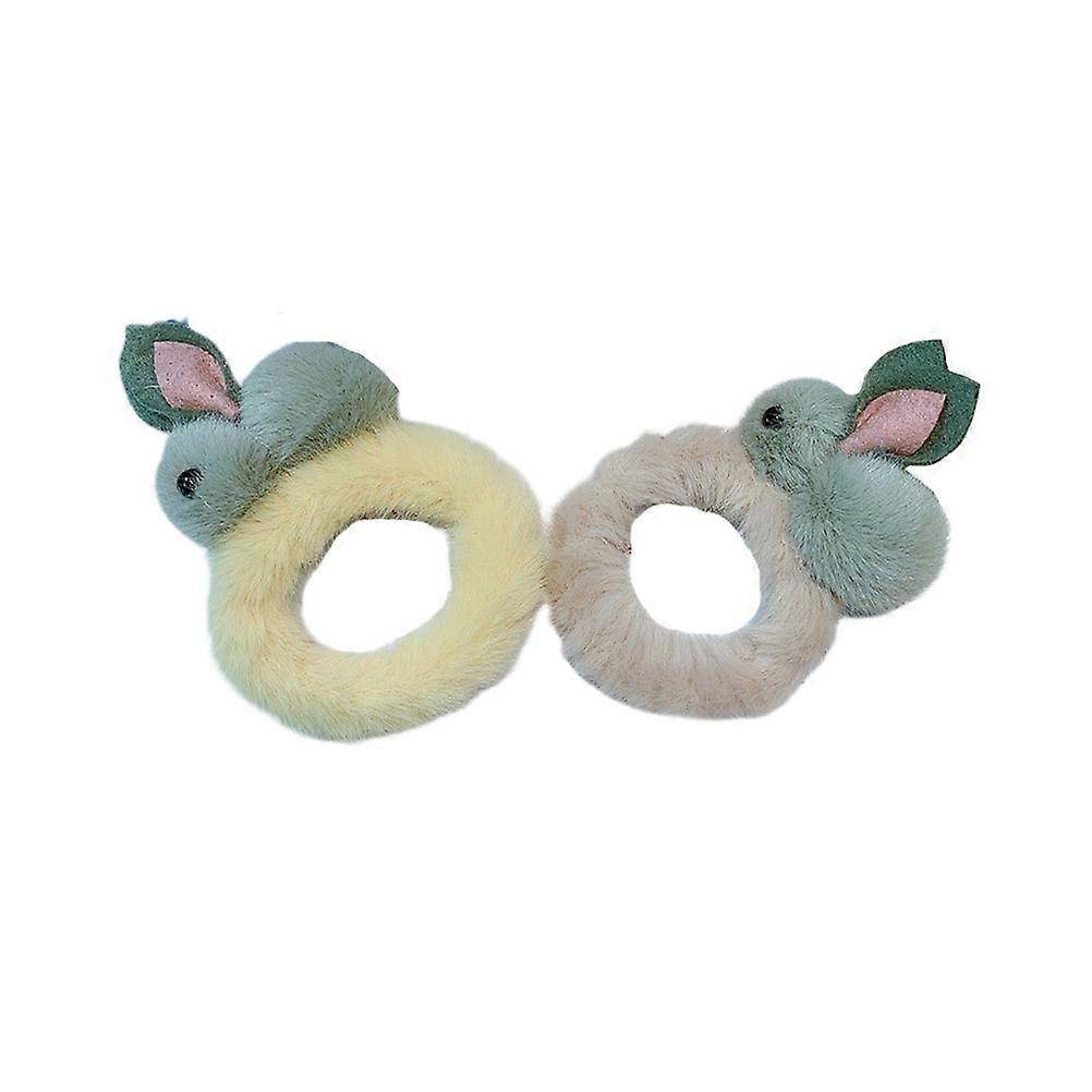 Plush Rabbit Hair Ring Ponytail Holders for 4Pcs Assorted Color Hair Bands