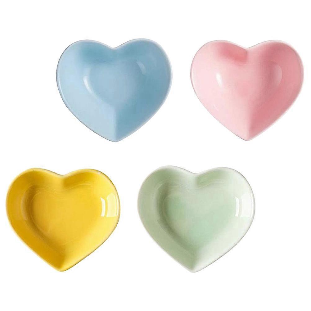Heart Shaped Plates Ceramic Dipping Bowls for Storage 16Pcs Pack