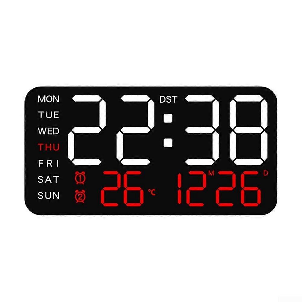 Dual Functionality Digital Alarm Clock Time And Temperature Display Nightstand Clock Black And Red Home Office