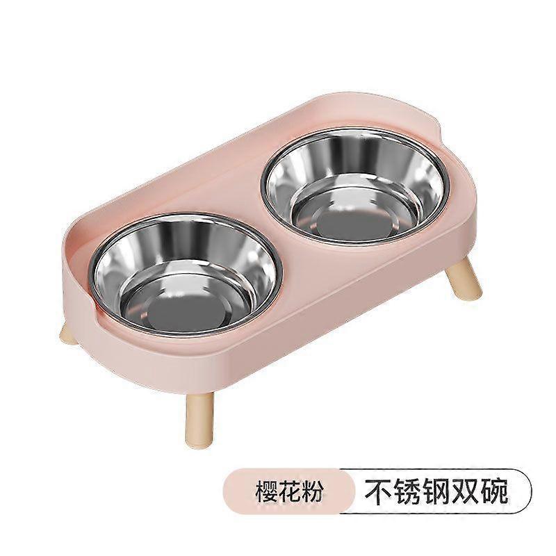Elevated Cat Bowl, Raised Cat Food and Water Bowl Set for Indoor Cats, Splash Proof with 2 Stainless Steel Pet Food Bowls for Cats and Puppies, Whiske
