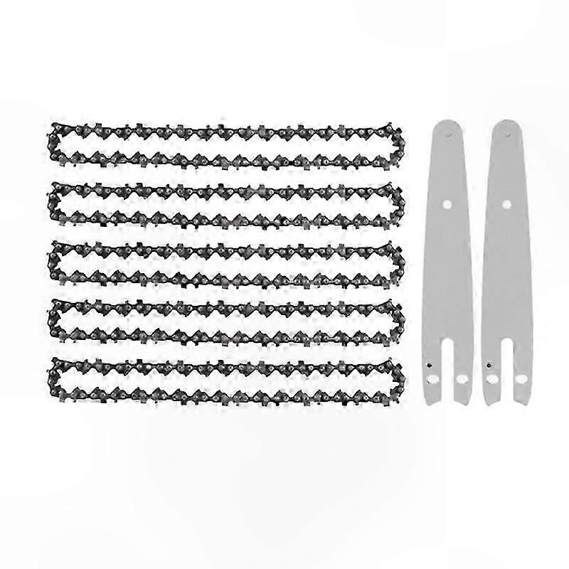 5PCS 6" Mini Chainsaw Chain & 2 Replacement Bars for Cordless Portable Electric Tools