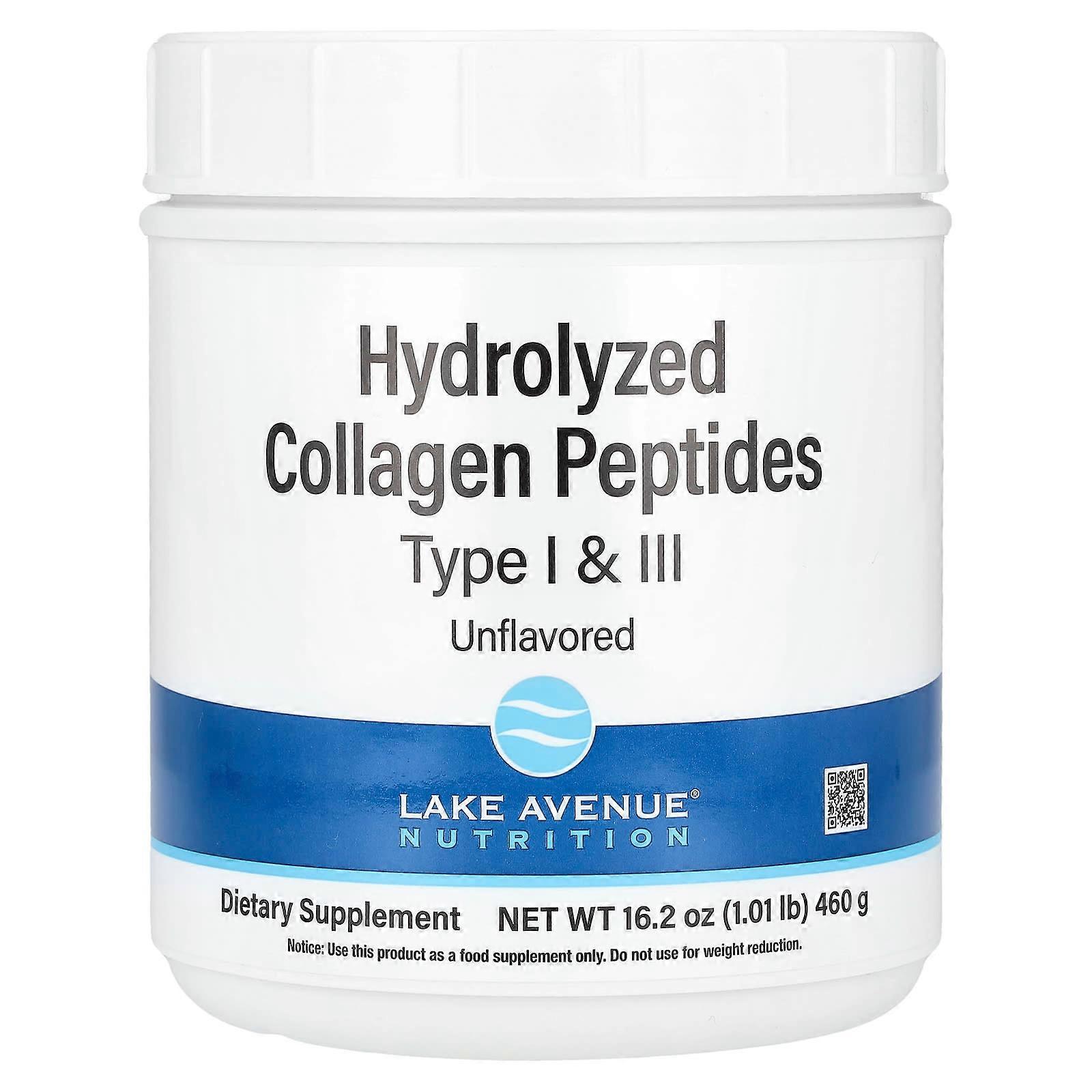 Hydrolyzed Collagen Peptides, Type I & III, Unflavored, 1.01 lb (460 g)