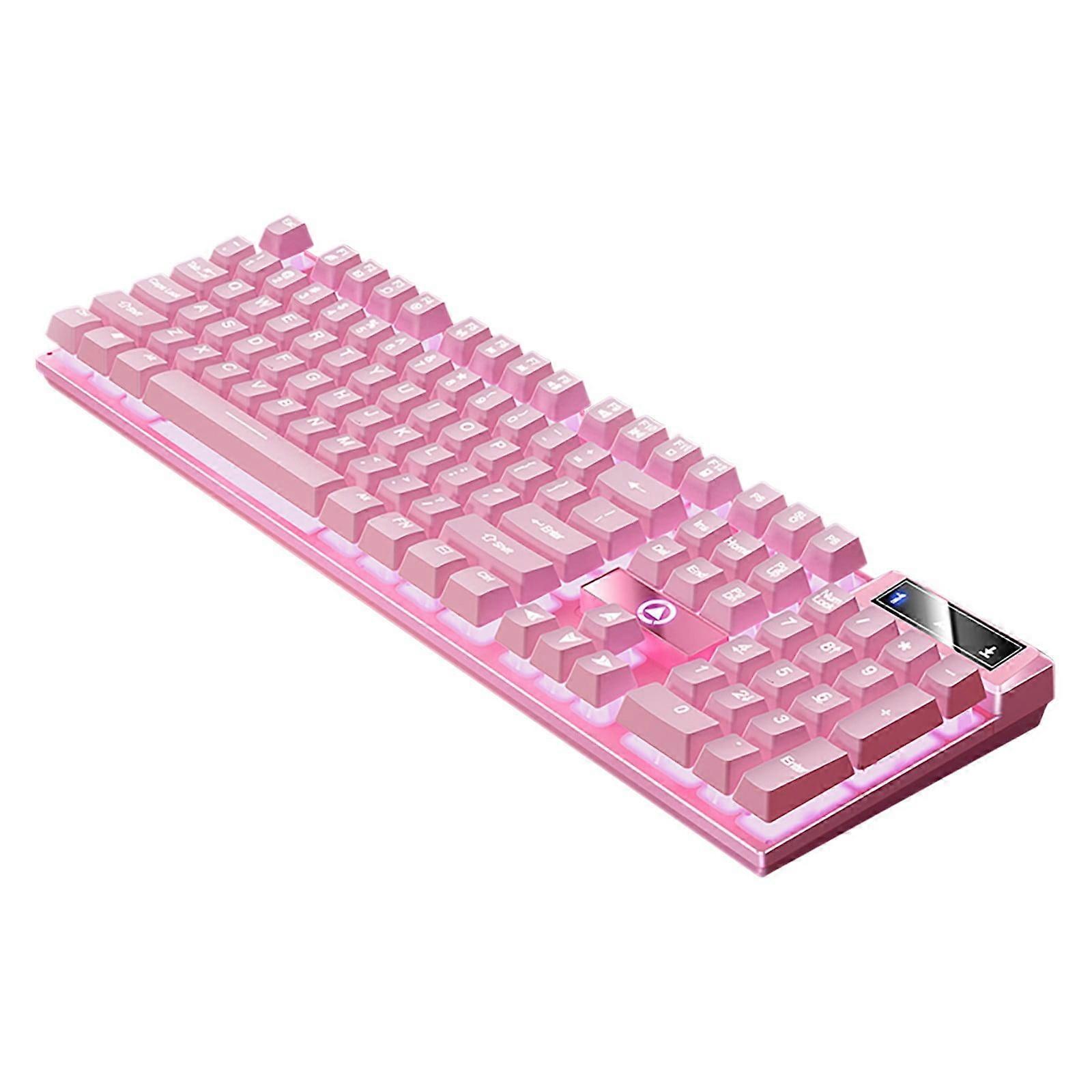 Gaming Keyboard USB Wired, Ergonomic Ultra-Slim LED Backlit, Water-Mechanical Feeling, Compatible with Desktop, Computer