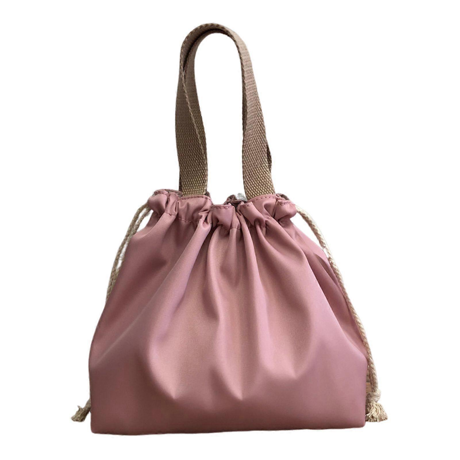 Portable Drawstring Lunch Bag with Handle Large Capacity Multipurpose Waterproof Bento Box Carrier Storage Bag