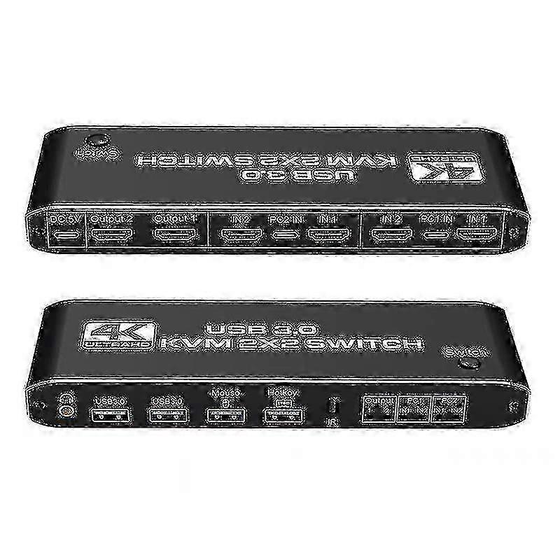 Improved Dual Monitor HDMI KVM Switch with USB 3.0 - 2 Input 2 Output for Mixed 4K 60Hz Display on PCs & Laptops