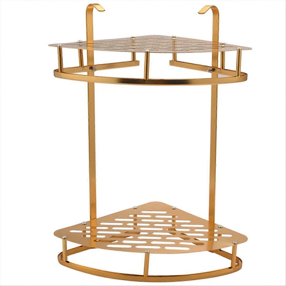Gold Bathroom Shelf 2 Layer Corner Stand