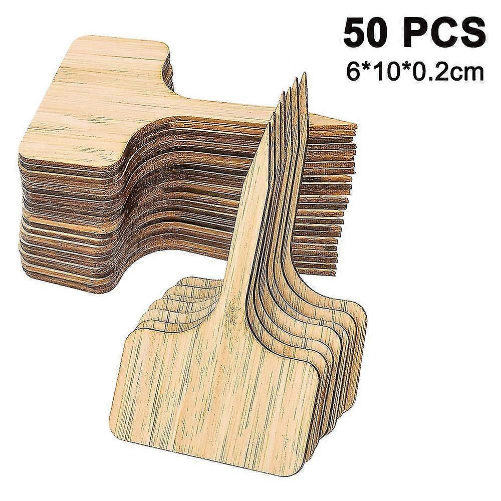 50 יחידות שלטי צמחים במבוק, T-shape תקע צמחים תיוג תוויות סטיק-אין למשתלות גידול צמחים או שם