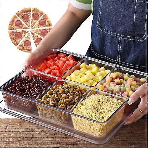 Pizza Topping Station, Stainless Steel Topping Container, Acrylic 8Grids, Buffet Server, Countertop Food Display