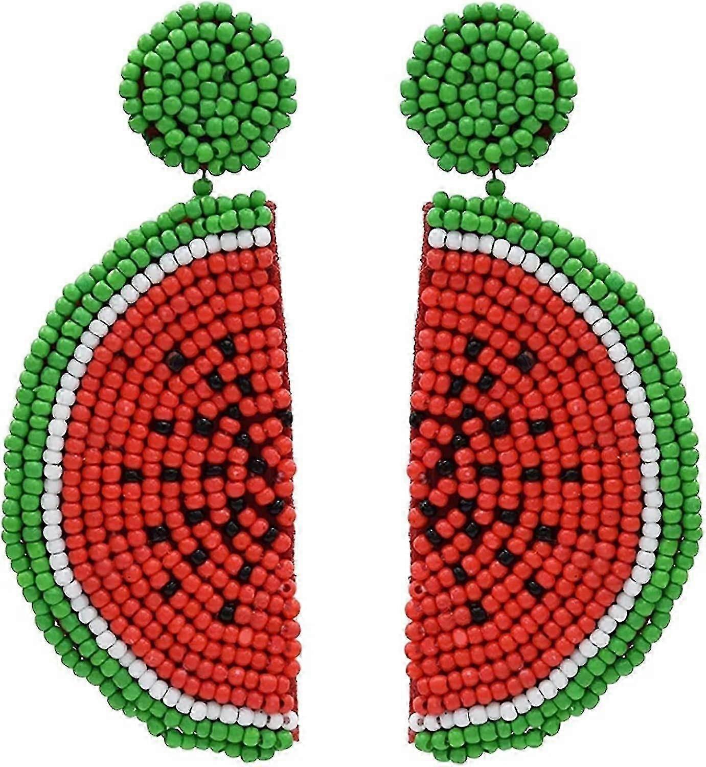 Watermelon Beaded Dangle Stud Earrings for Women's and Teen Women's