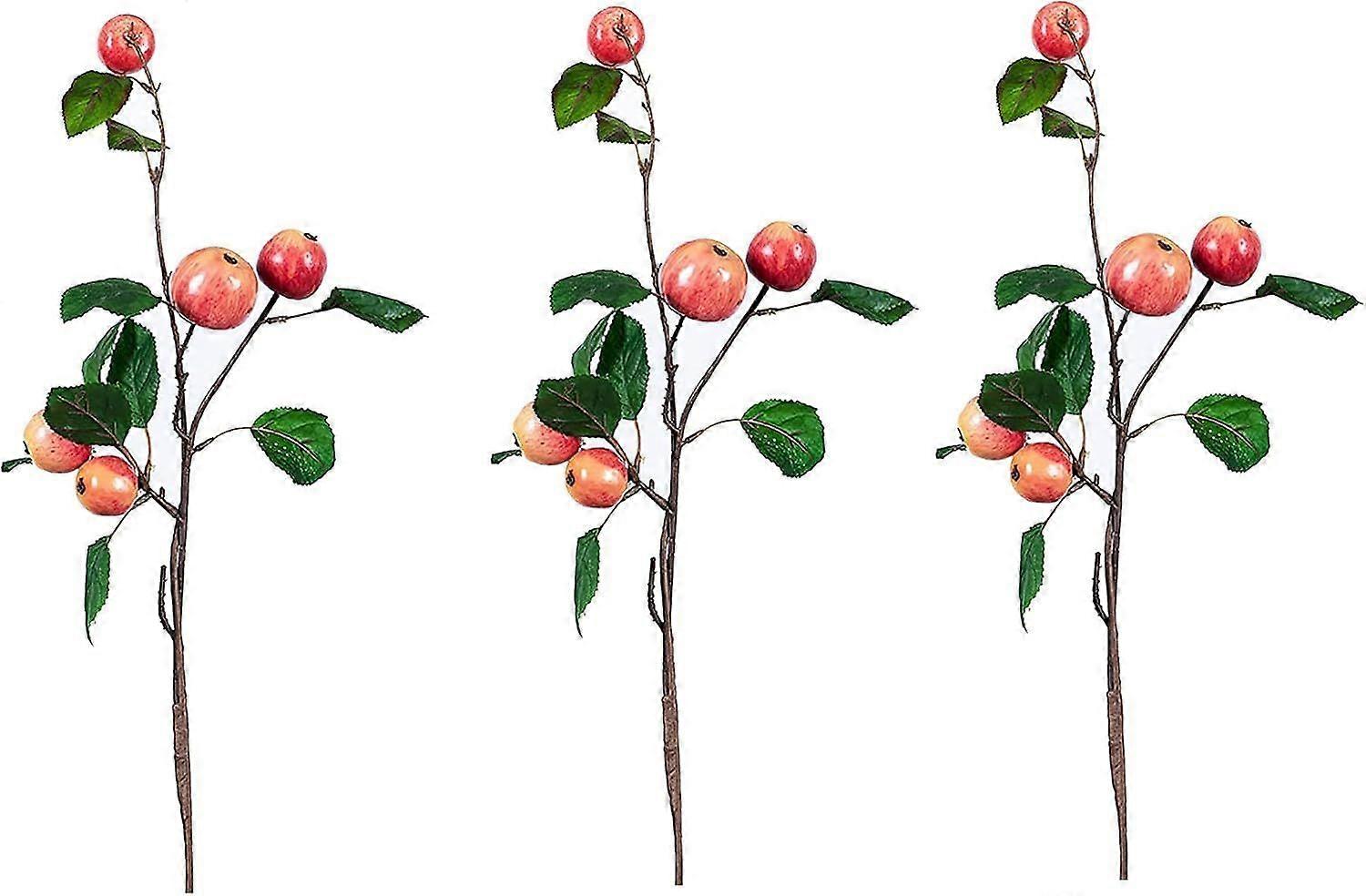 18.9Inch Artificial Apple Branch,3Pcs Fruit Twig Spring Picks,Simulation Apple