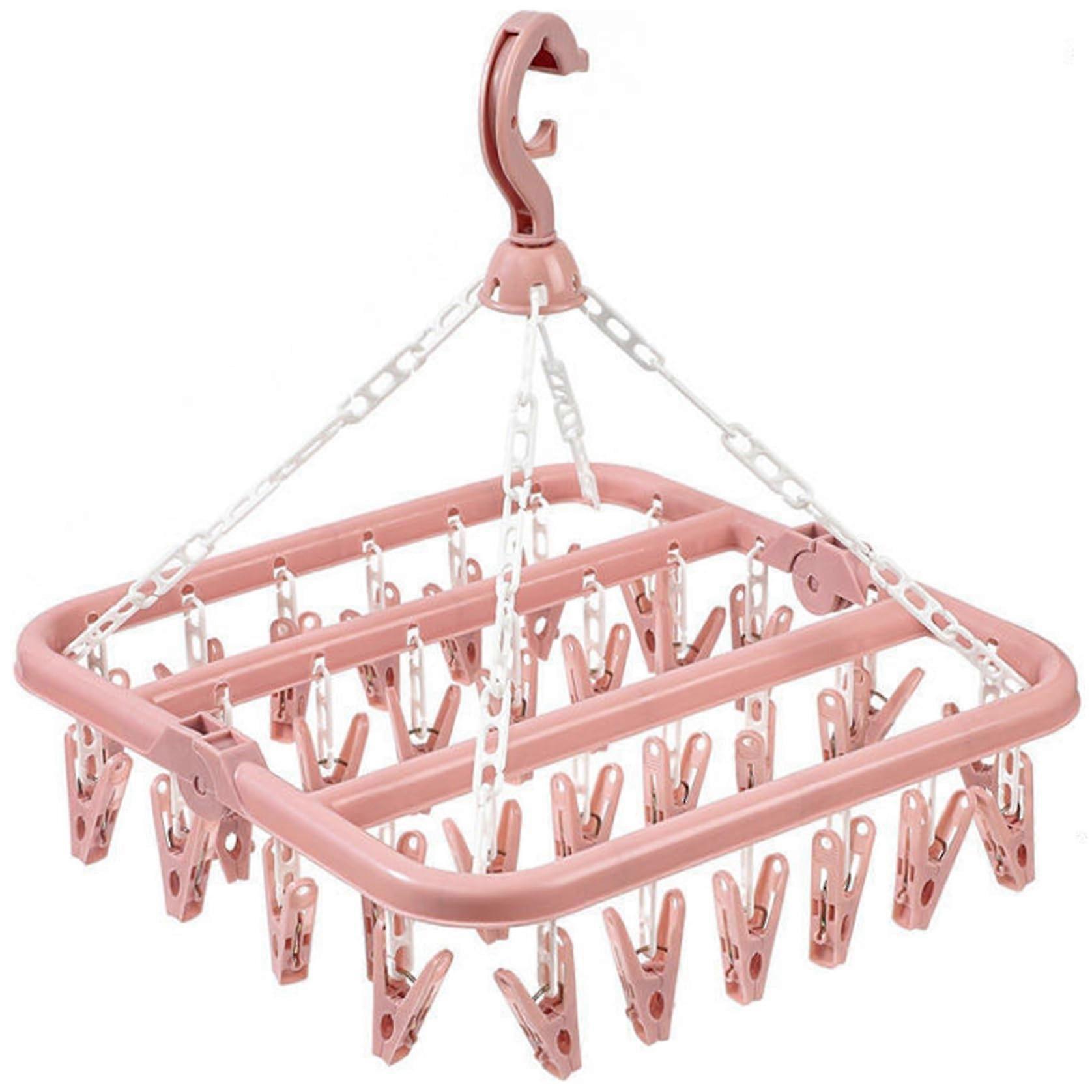 Drying Racks Foldable Clothes Drying Rack 32 Clips Windproof Laundry Hanger Versatile For Socks Underwear Baby Clothes