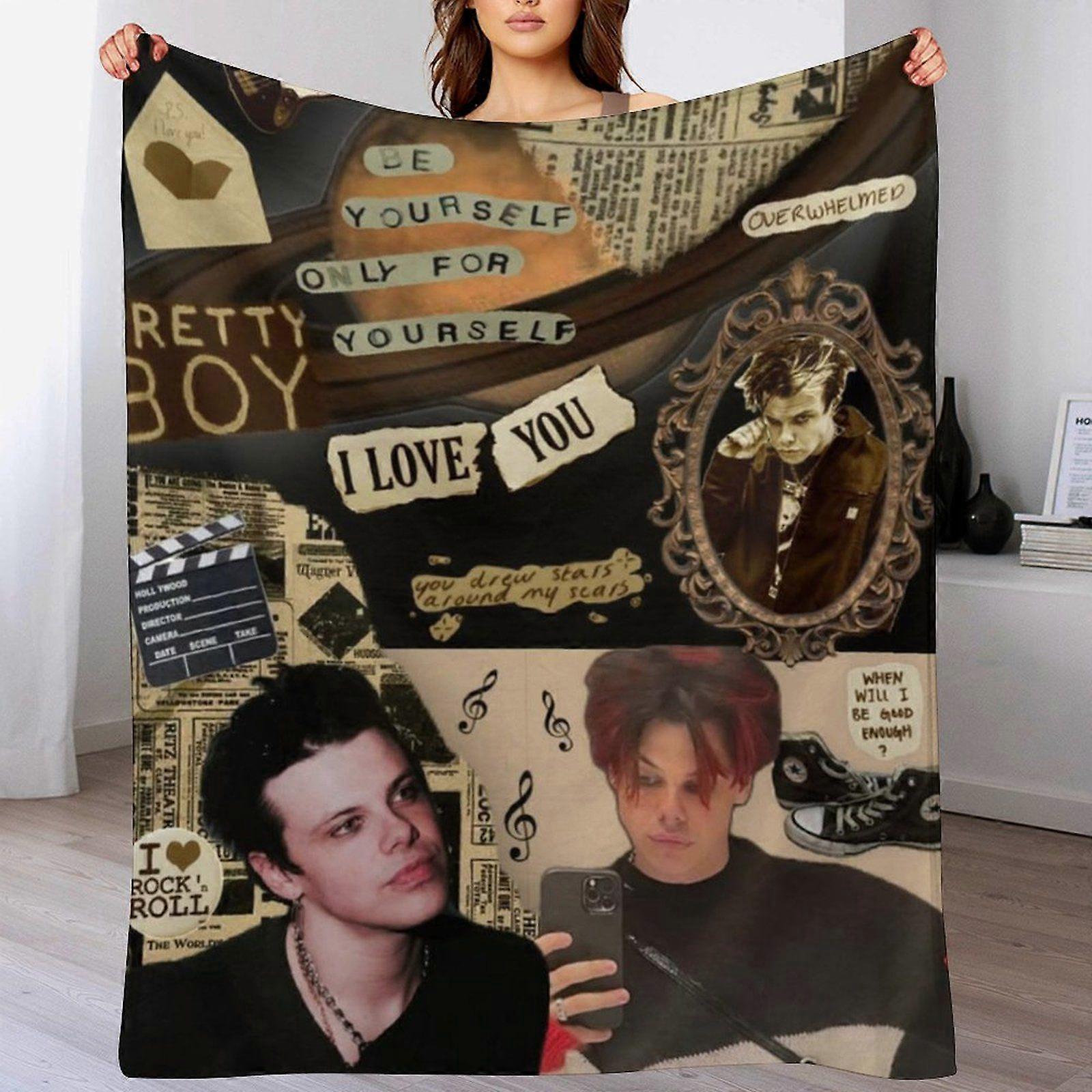 Manta Yungblud felpuda e lavável para sofá, cama e uso externo, secagem rápida, veludo macio ao toque, resistente a bolinhas e aconchegante.