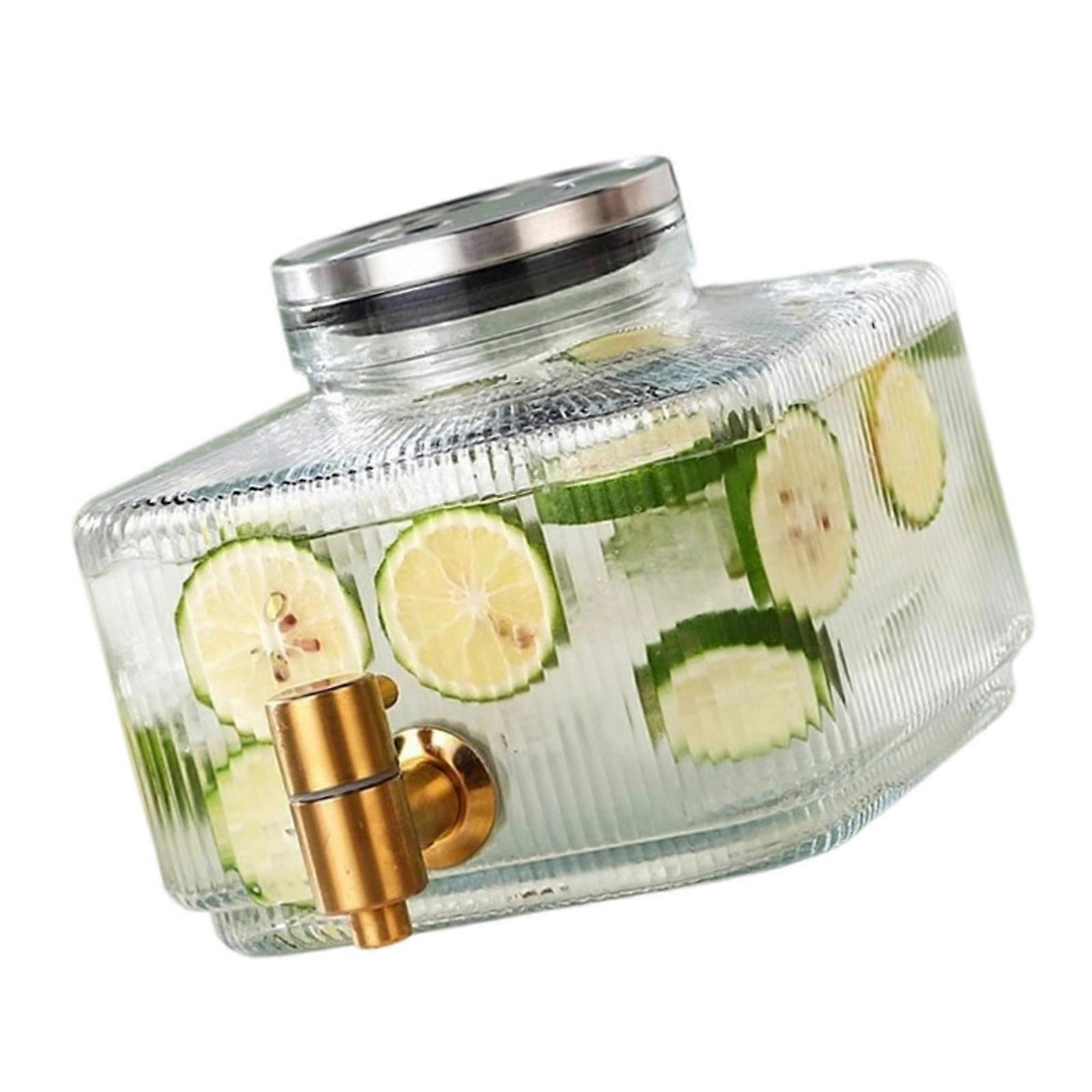 Crystal View Drink Dispenser Feature Sturdy ABS Tap And Spill Resistant Construction Family Size Glass Pitcher Multicolor