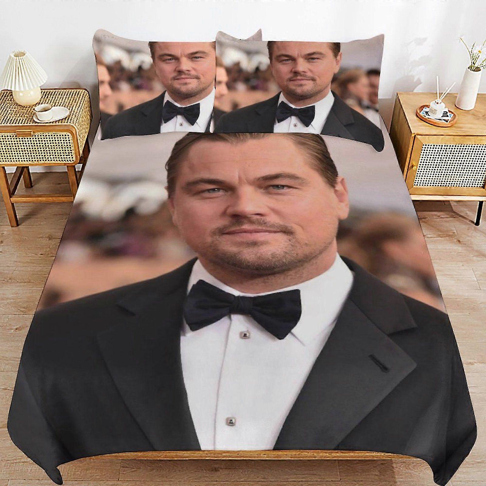 q558 Leonardo DiCaprio Machine Wash Safe Practical Zipper Soft Touch Quality Fabric Duvet Cover Sets for Comfortable Sleep d558