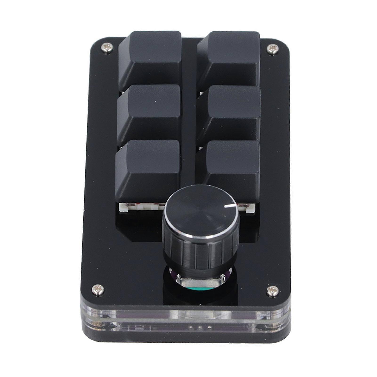 Mini Macro Mechanical Gaming Keyboard 6 Keys 1 Knob Programming Macro Pad for Laptop Computers