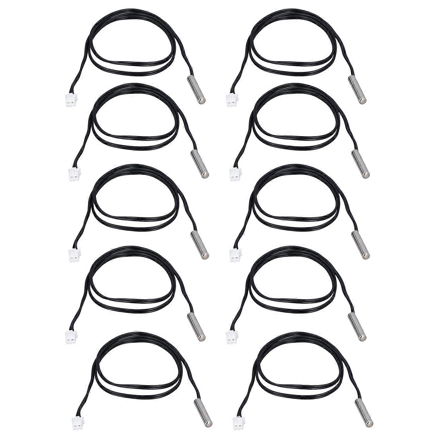 10Pcs Temperature Sensor Probe NTC Thermistor Temp Transducer 5x25mm Cylindrical Head 500mm100K B395