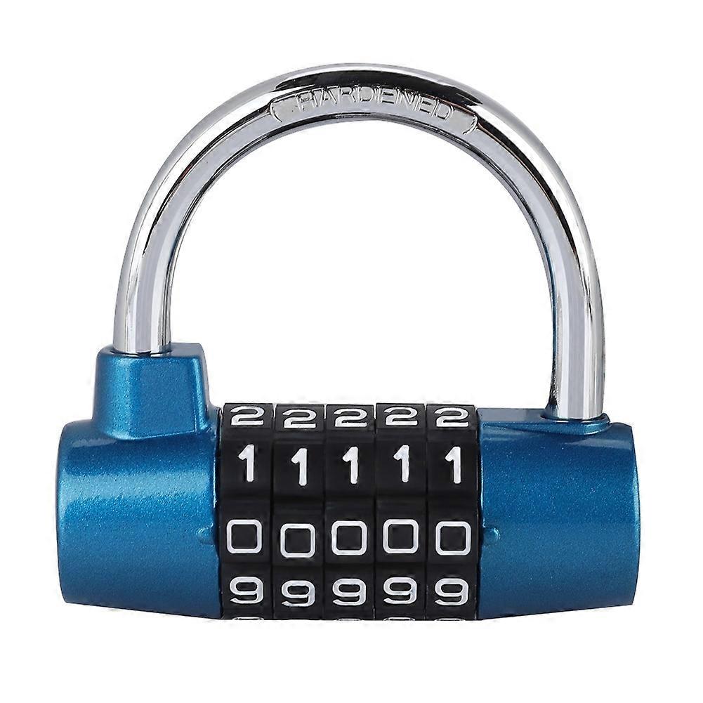 5 Digit Code Lock Padlock U shaped Suitcase Door Combination Lock Blue