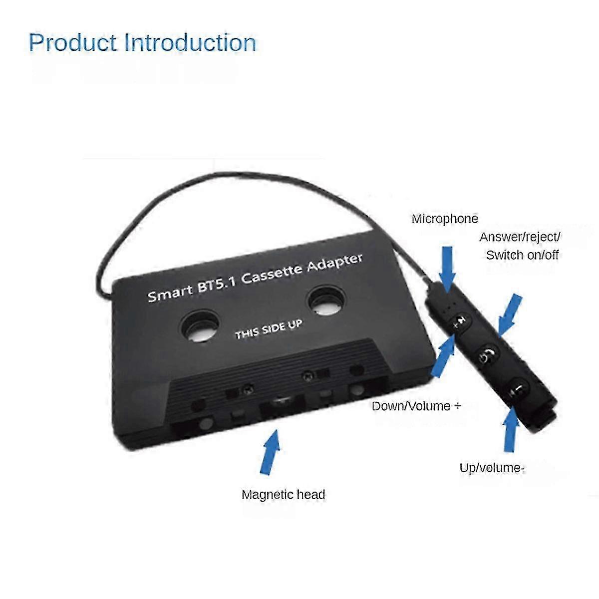 שמע לרכב Bluetooth מקלט קלטות אלחוטי, Bluetooth 5.1 קלטת סטריאו שמע לרכב קלטת ממיר קלטות רכב